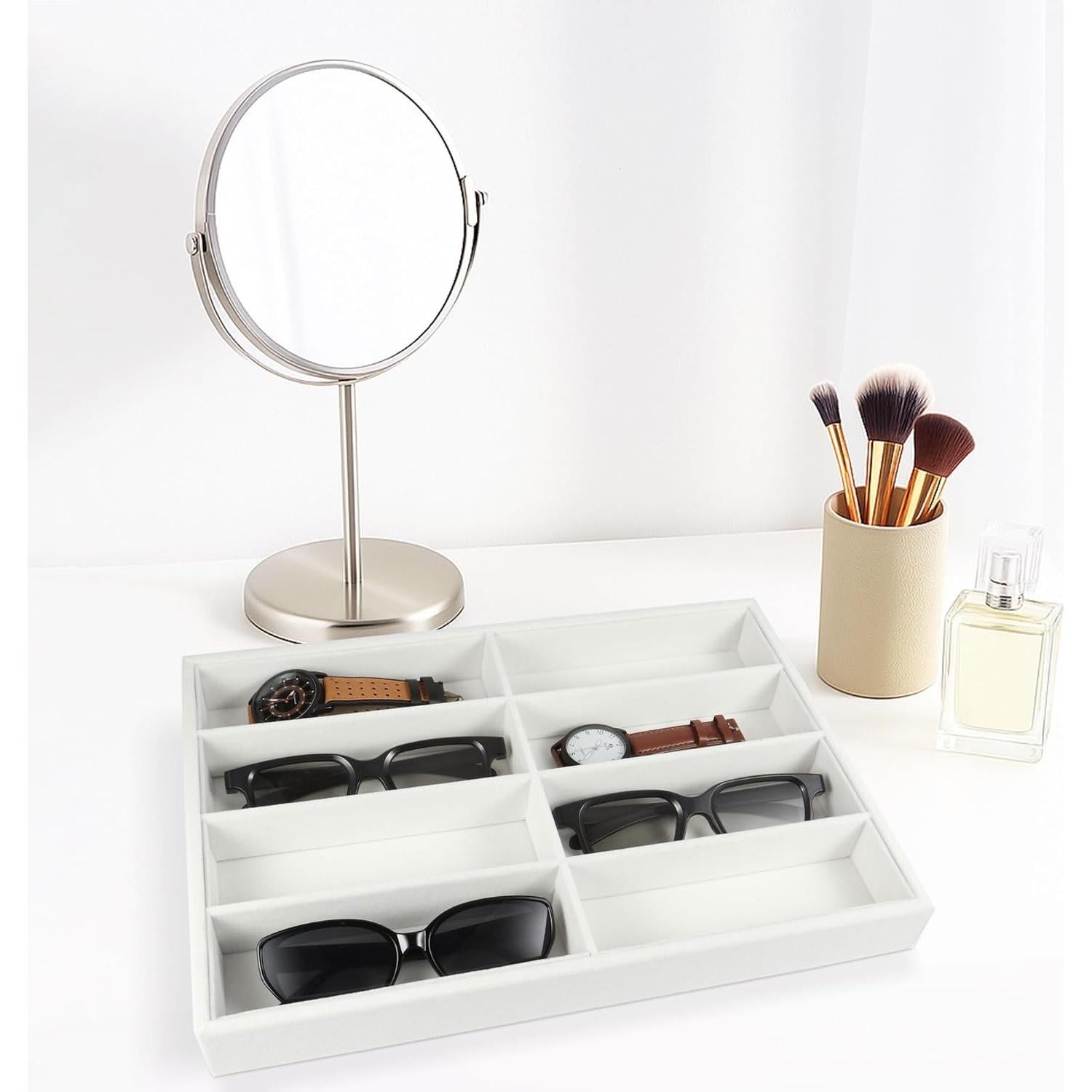 Organizador de Gafas Mornajina 2 Piezas Terciopelo Beige 8 Rejillas