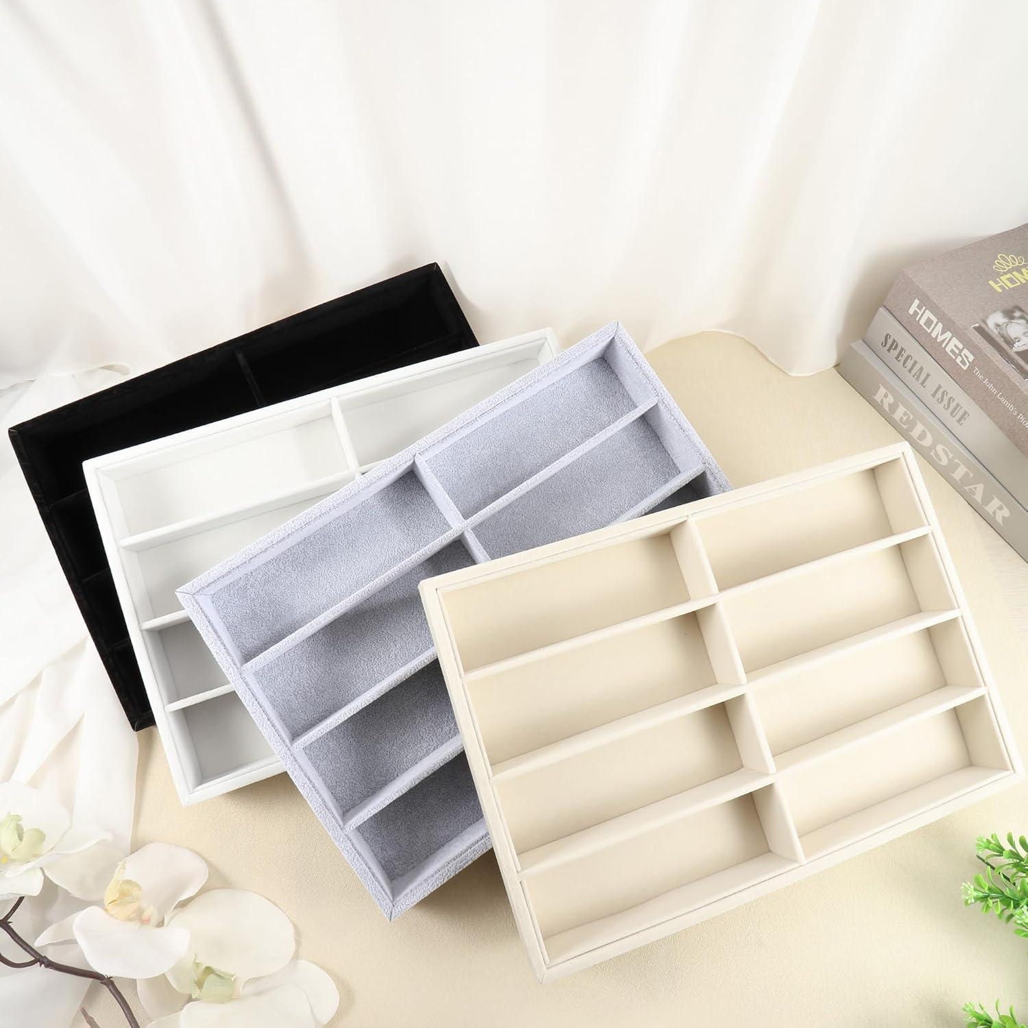 Organizador de Gafas Mornajina 2 Piezas Terciopelo Beige 8 Rejillas