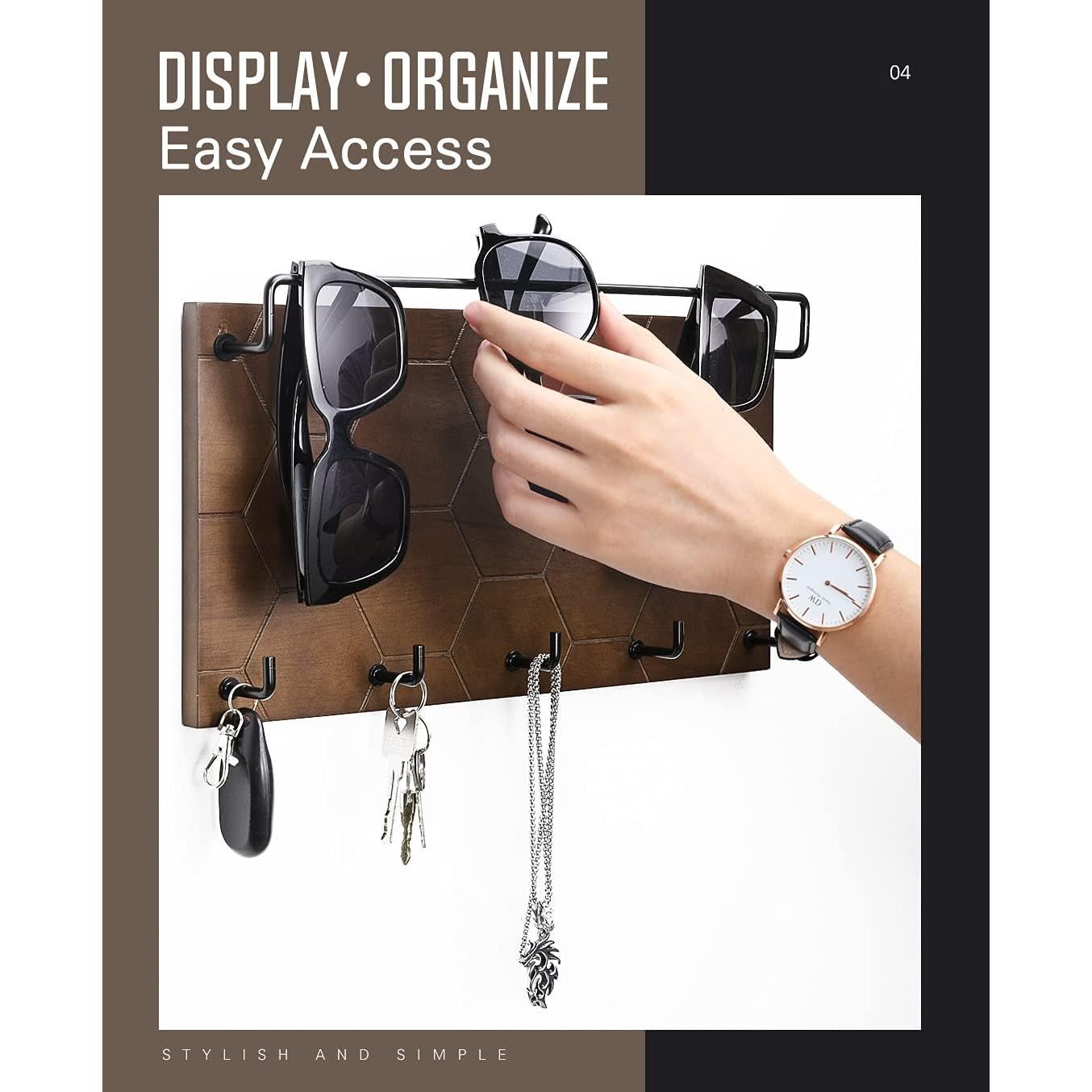 Organizador de Gafas de Sol y Llaves Emibele con 5 Ganchos