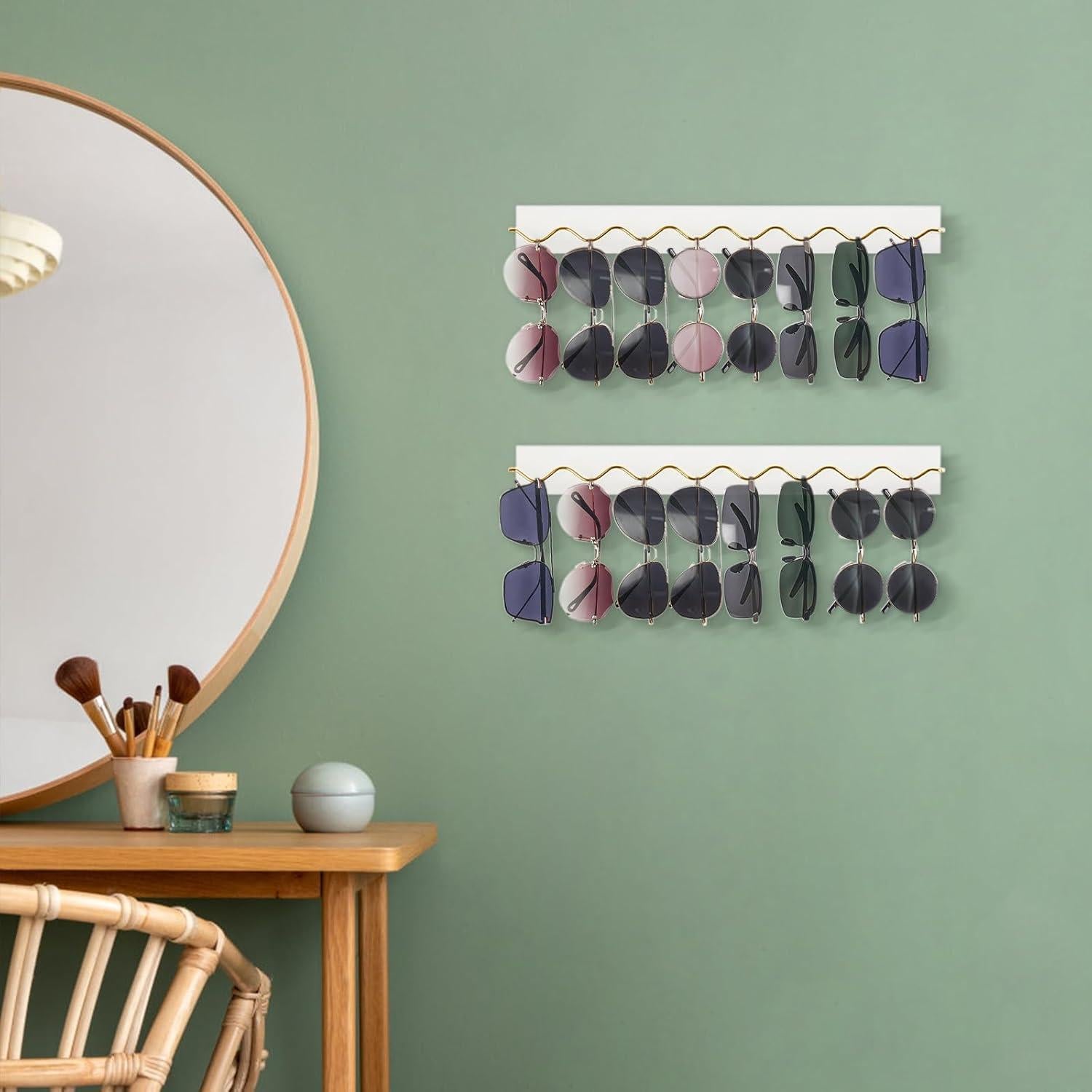 Organizador de Gafas de Sol Mkono 2 Pcs Montado en Pared Blanco