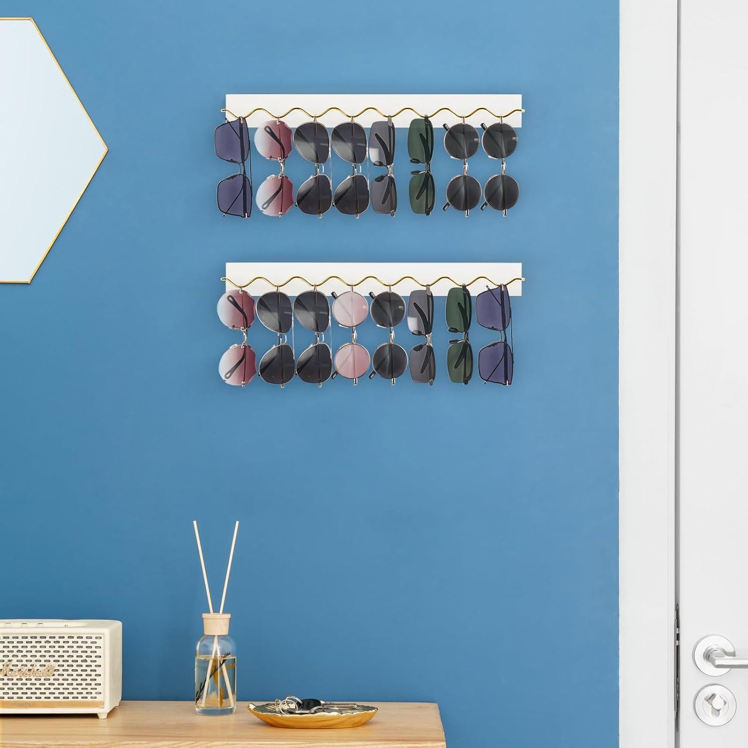 Organizador de Gafas de Sol Mkono 2 Pcs Montado en Pared Blanco