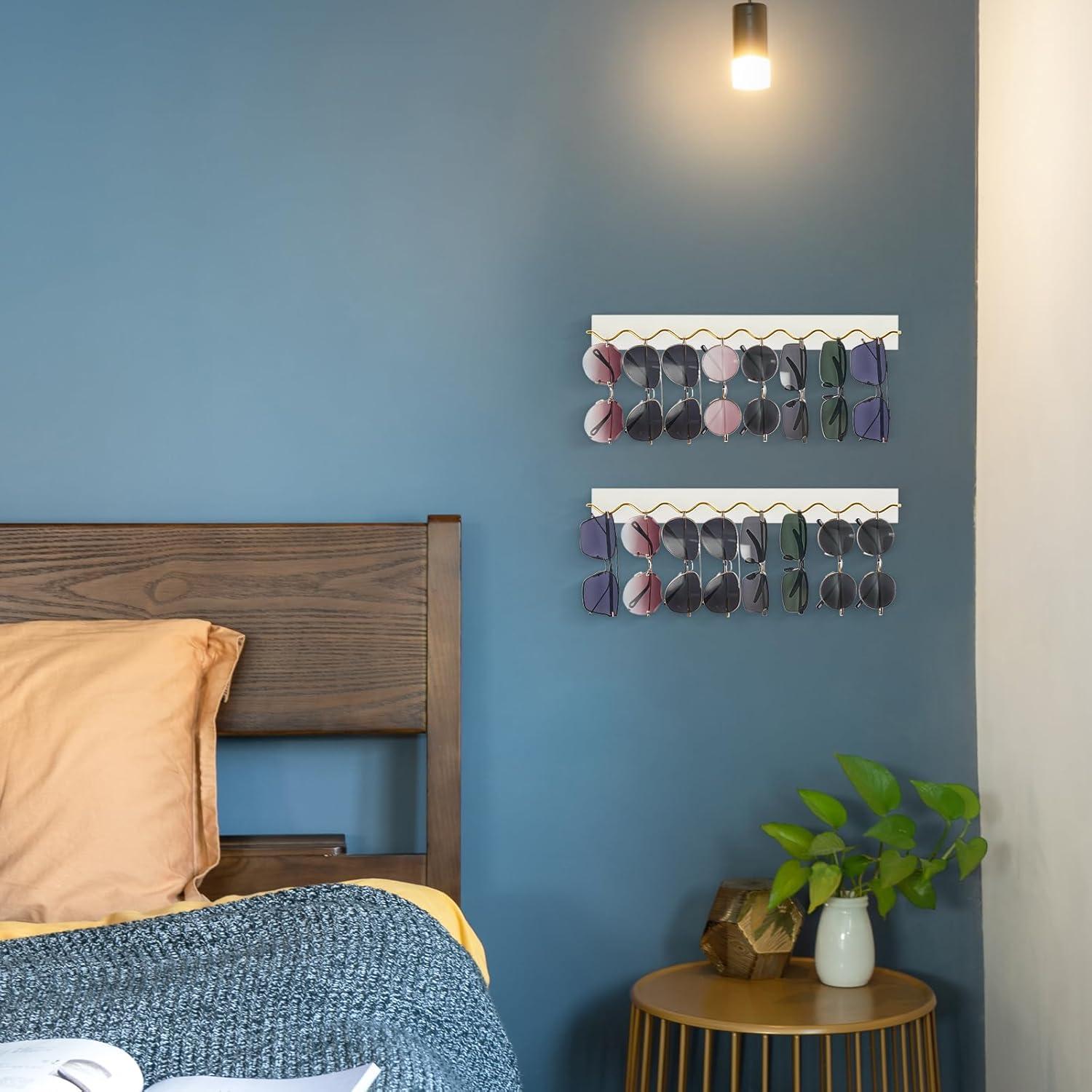 Organizador de Gafas de Sol Mkono 2 Pcs Montado en Pared Blanco