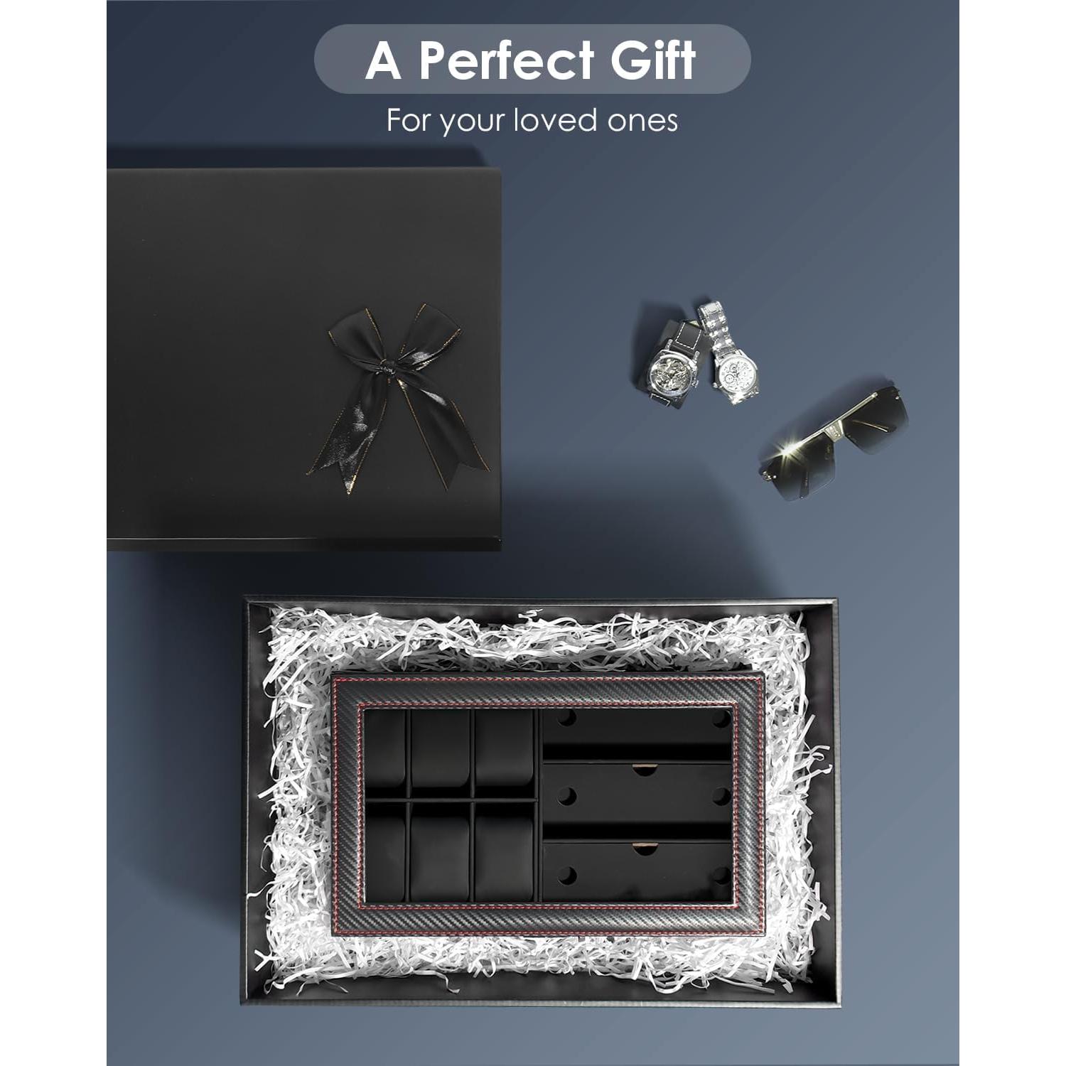 Organizador de Joyería Kukikan para 6 Relojes y Gafas - Negro