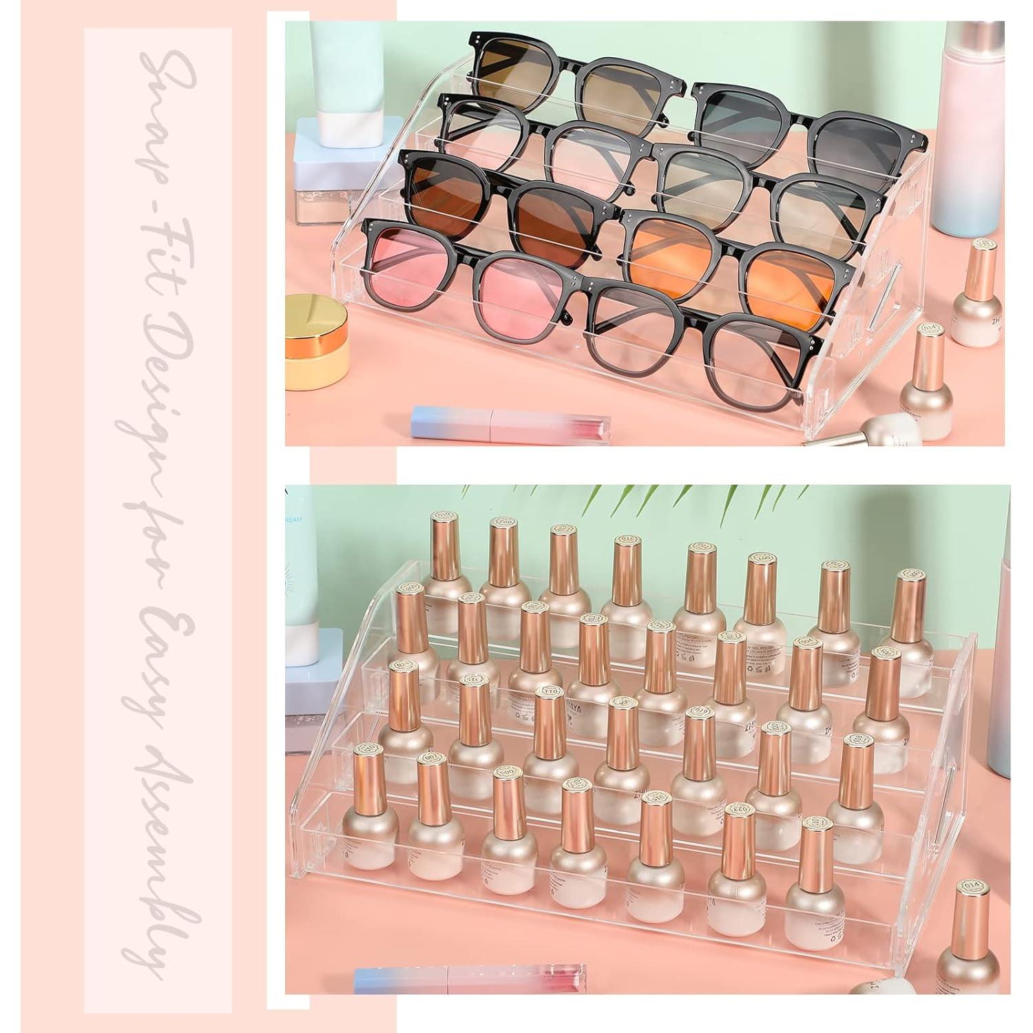 Jetec Soporte Acrílico para Gafas y Cosméticos 2 Pcs 4 Niveles