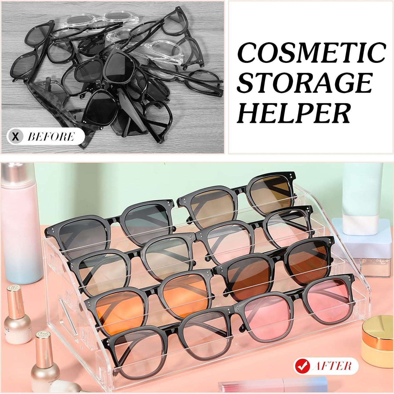 Jetec Soporte Acrílico para Gafas y Cosméticos 2 Pcs 4 Niveles