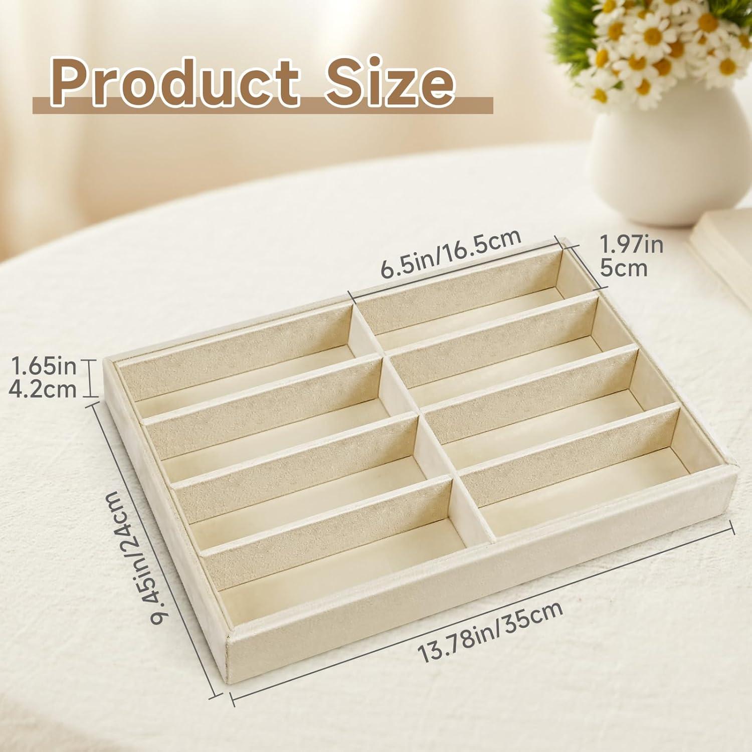 2 Bandejas Organizadoras de Gafas FJIAYU Beige Apilables 8 Compartimentos