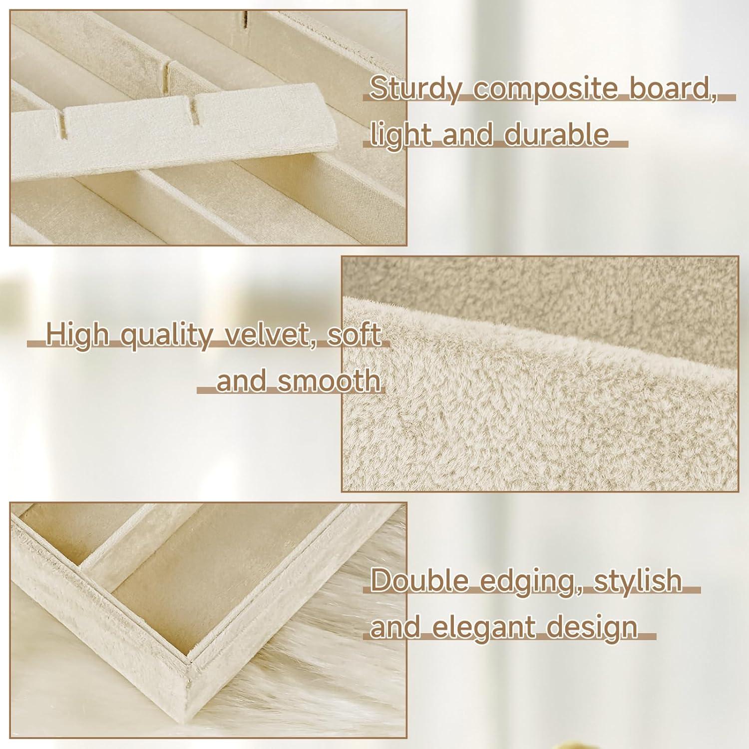 2 Bandejas Organizadoras de Gafas FJIAYU Beige Apilables 8 Compartimentos