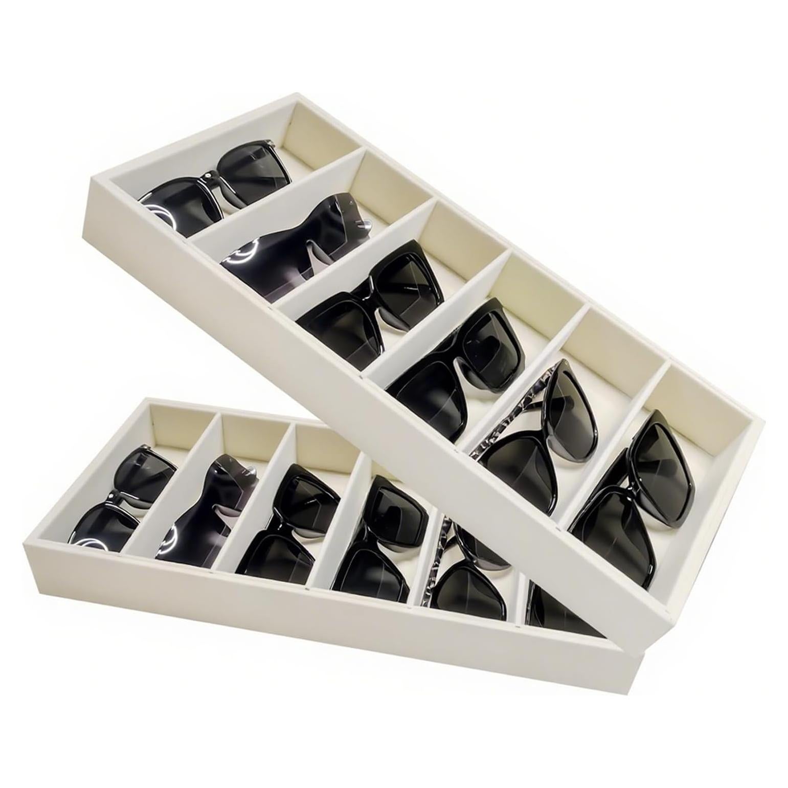 Organizador de Gafas Duomilee Beige 2 Bandejas 6 Compartimentos