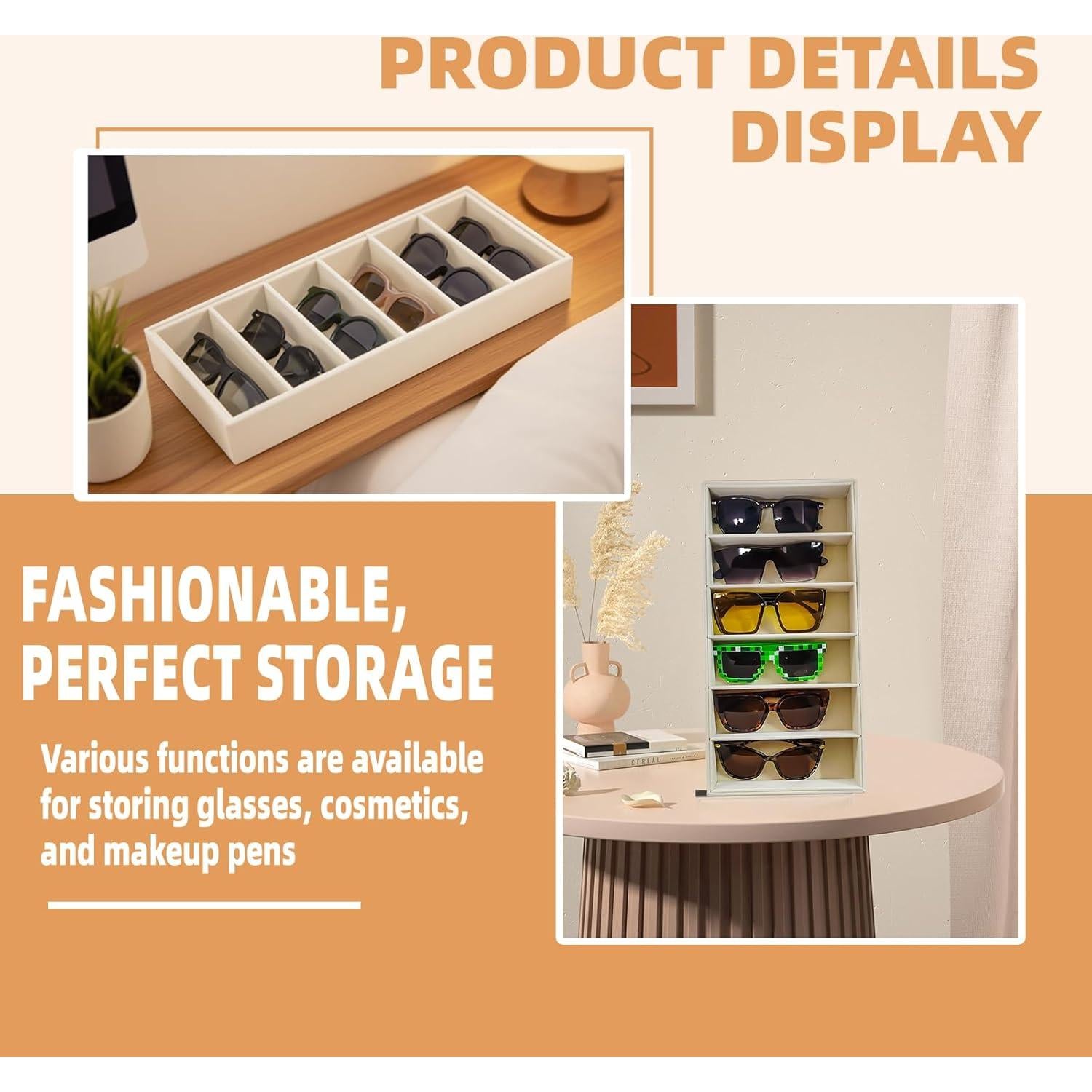 Organizador de Gafas Duomilee Beige 2 Bandejas 6 Compartimentos