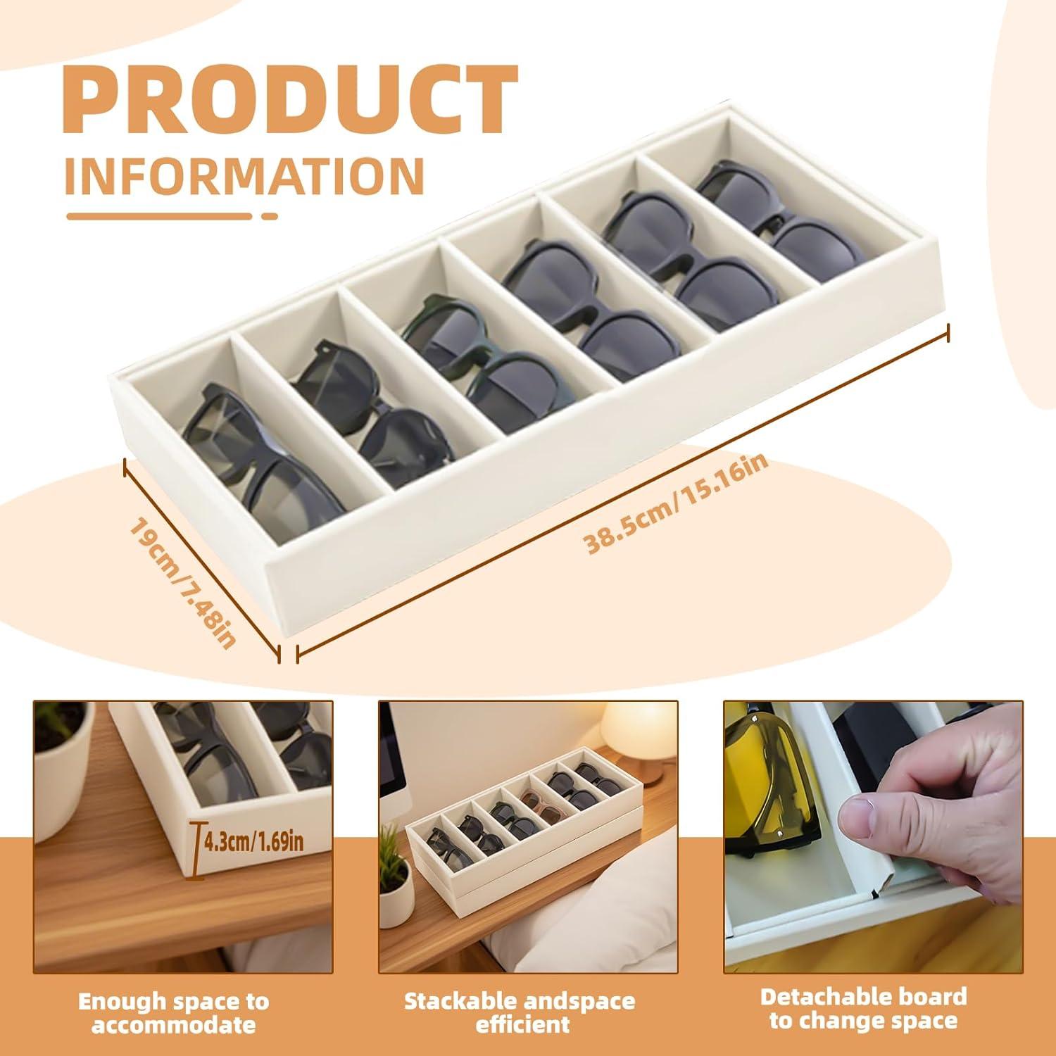 Organizador de Gafas Duomilee Beige 2 Bandejas 6 Compartimentos