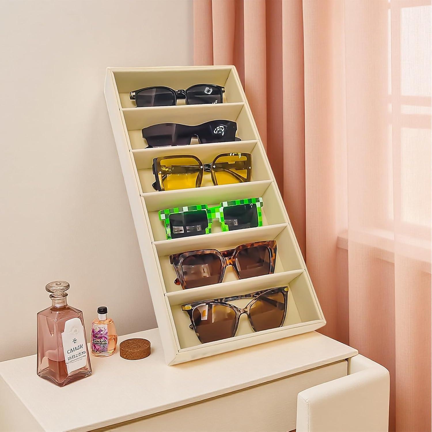Organizador de Gafas Duomilee Beige 2 Bandejas 6 Compartimentos