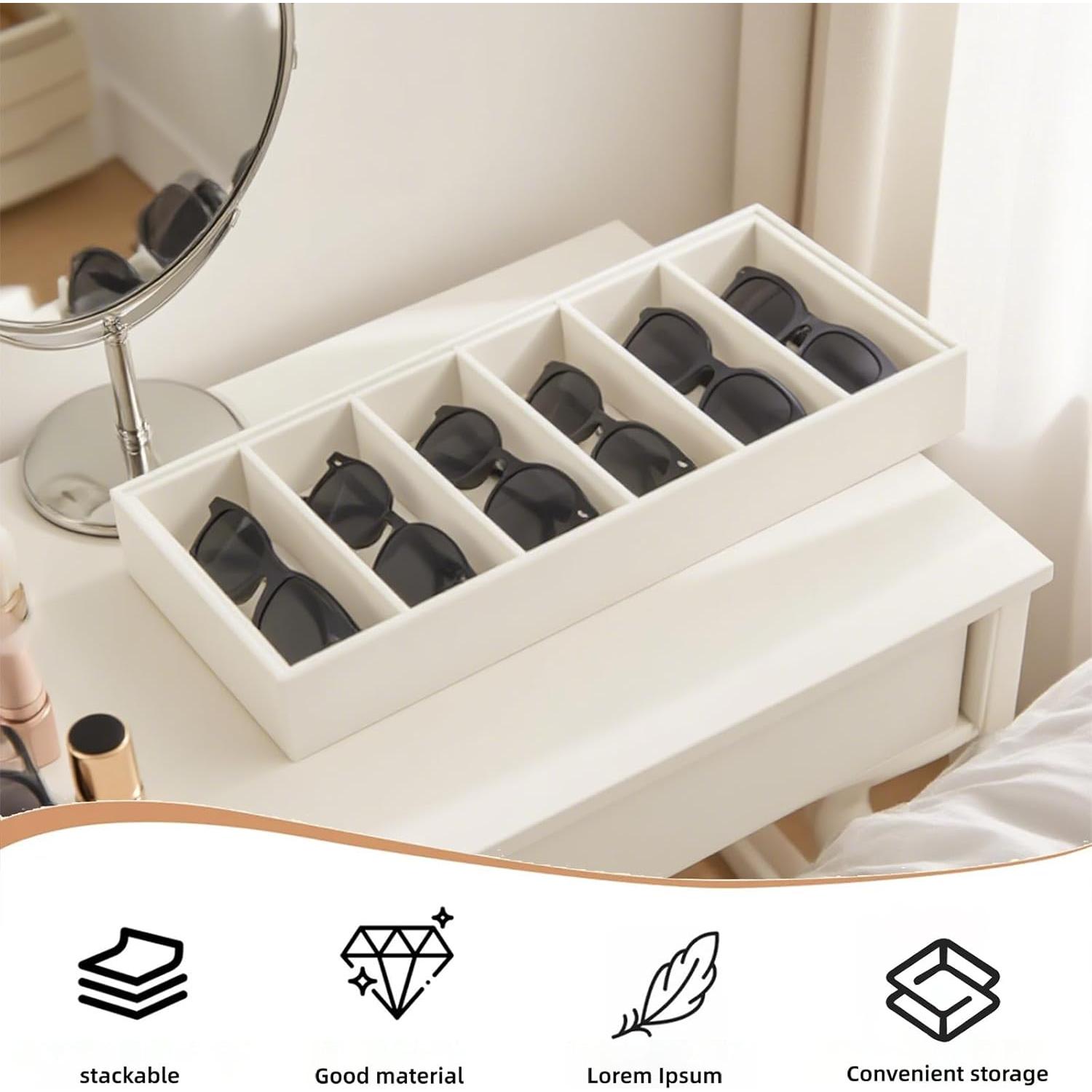 Organizador de Gafas Duomilee Beige 2 Bandejas 6 Compartimentos