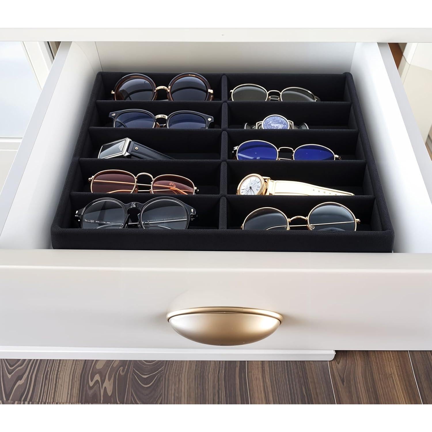 Organizador de Gafas de Sol y Relojes Mekueeex 10 Rejillas Negro