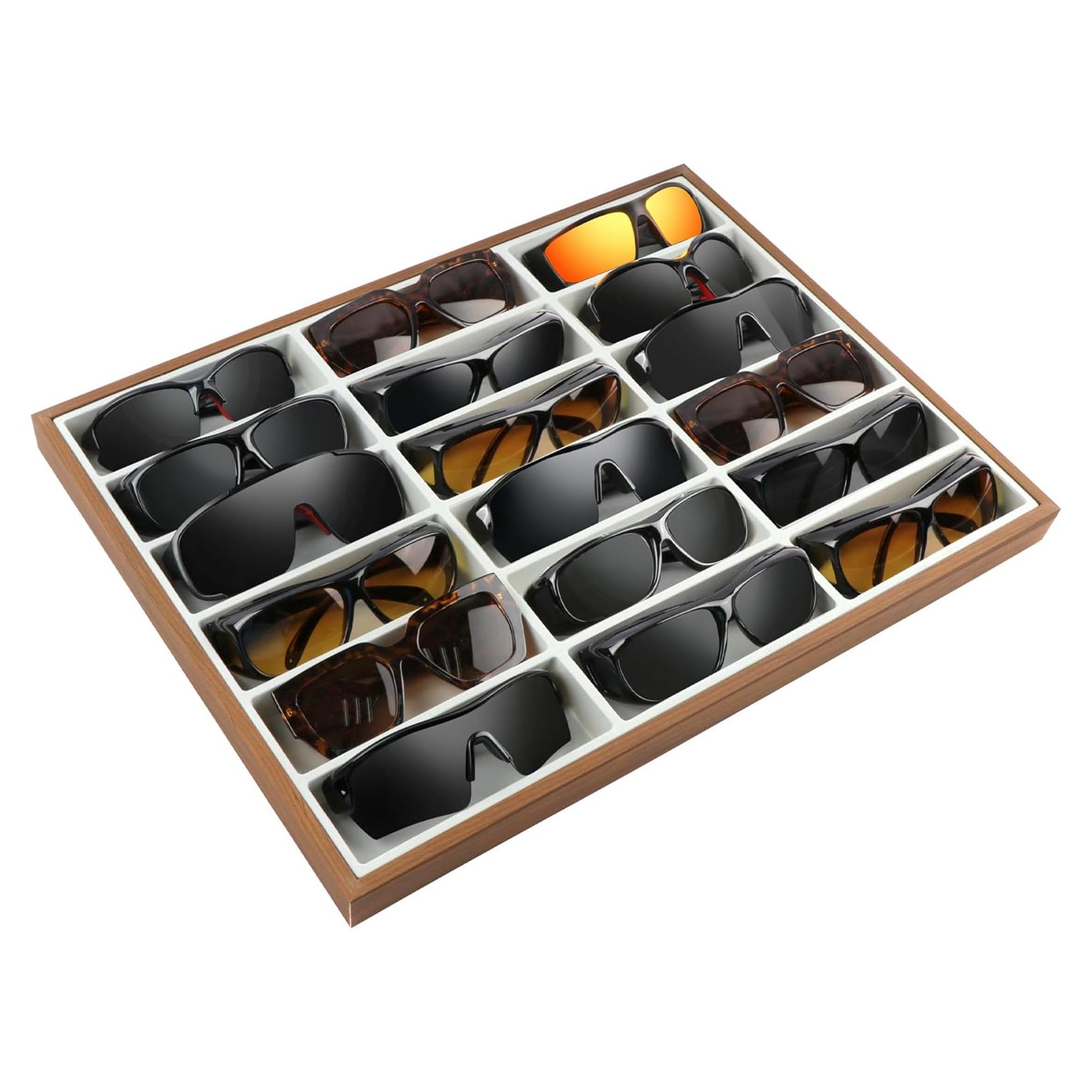 Organizador de Gafas de Sol Homeanda, Madera 18 Rejillas