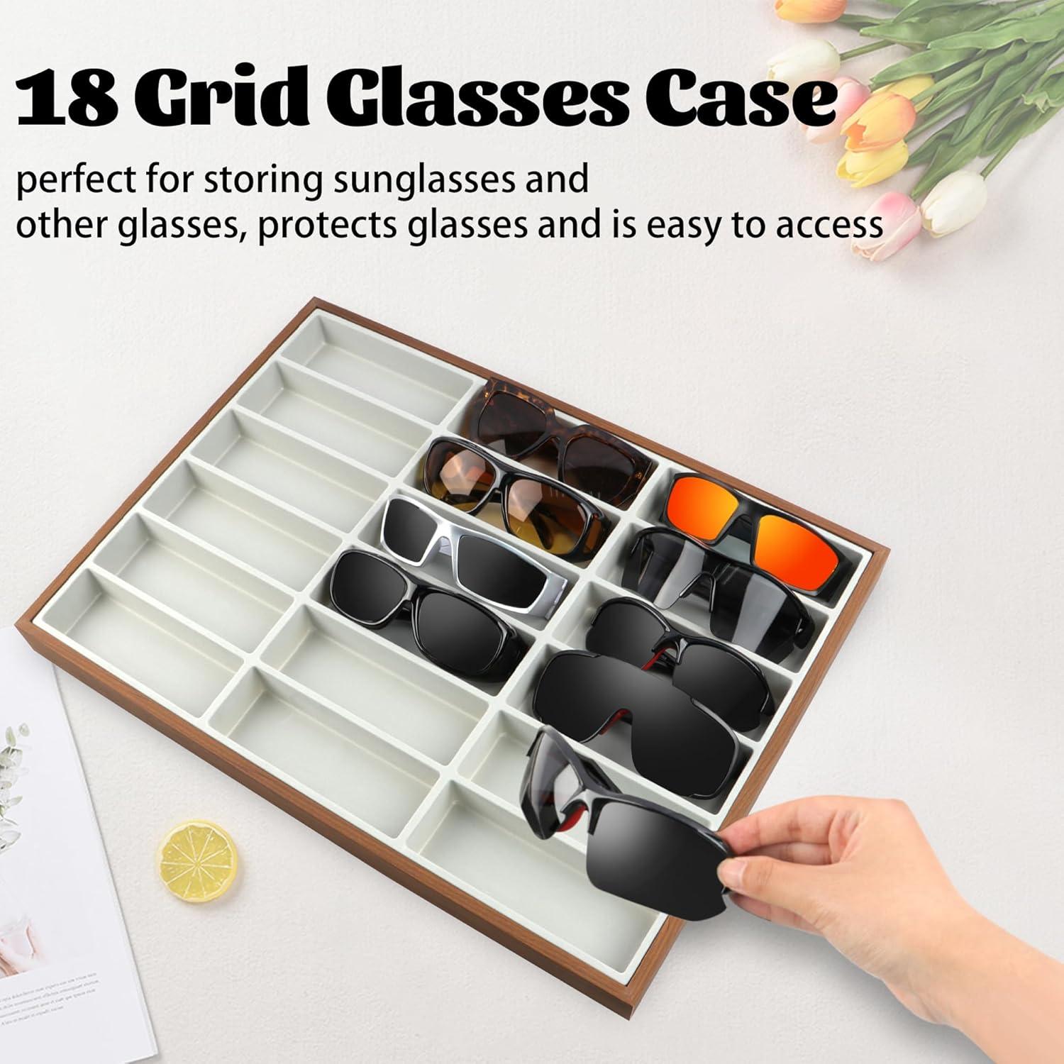 Organizador de Gafas de Sol Homeanda, Madera 18 Rejillas