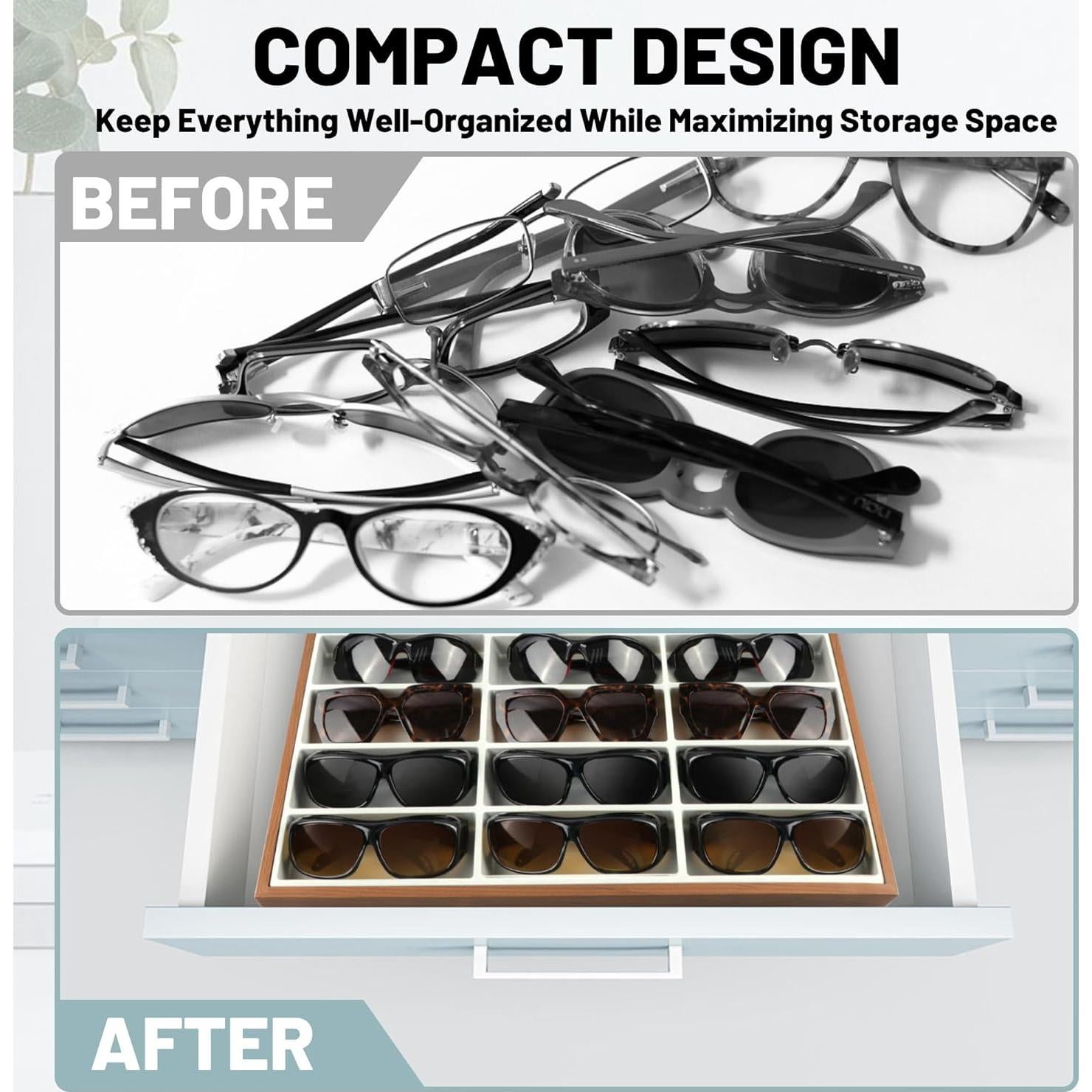 Organizador de Gafas de Sol Homeanda, Madera 18 Rejillas