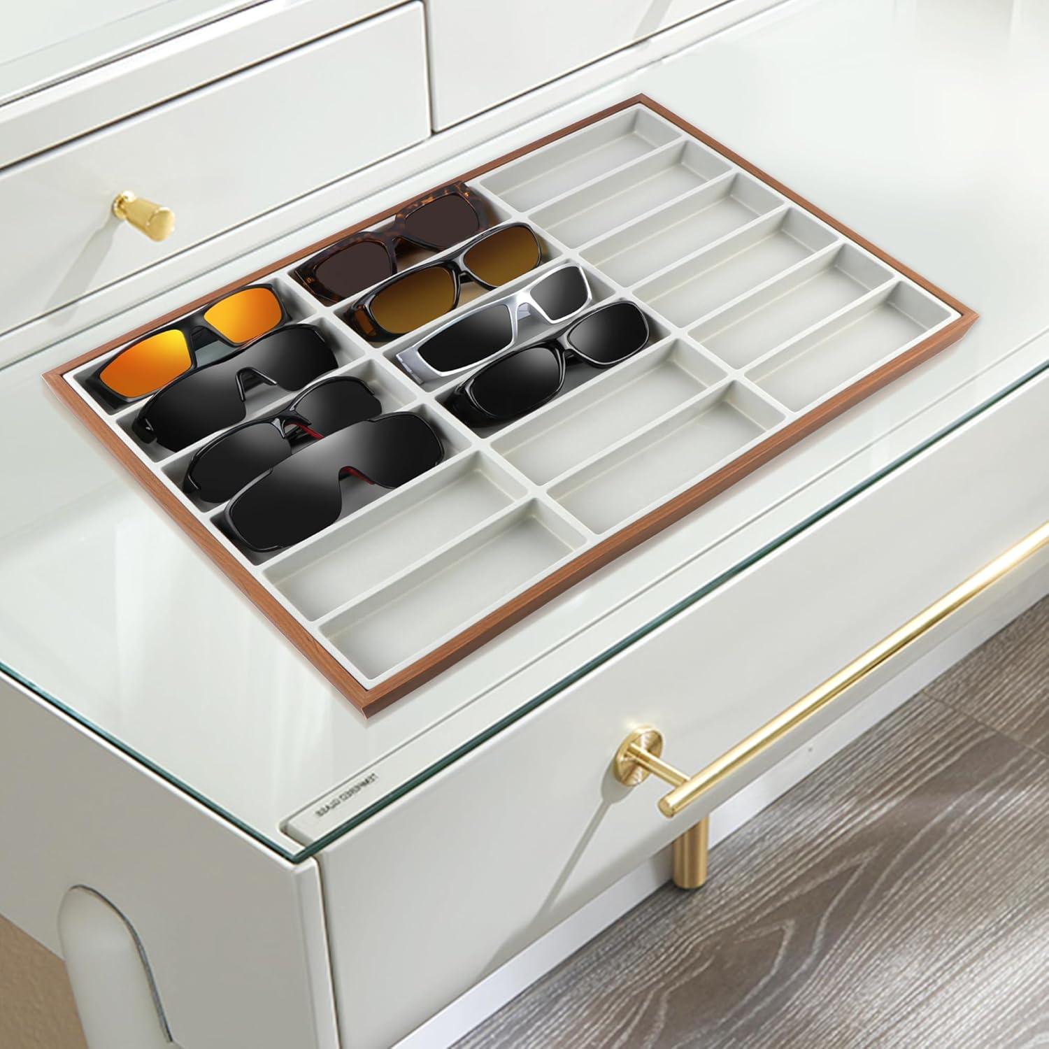 Organizador de Gafas de Sol Homeanda, Madera 18 Rejillas