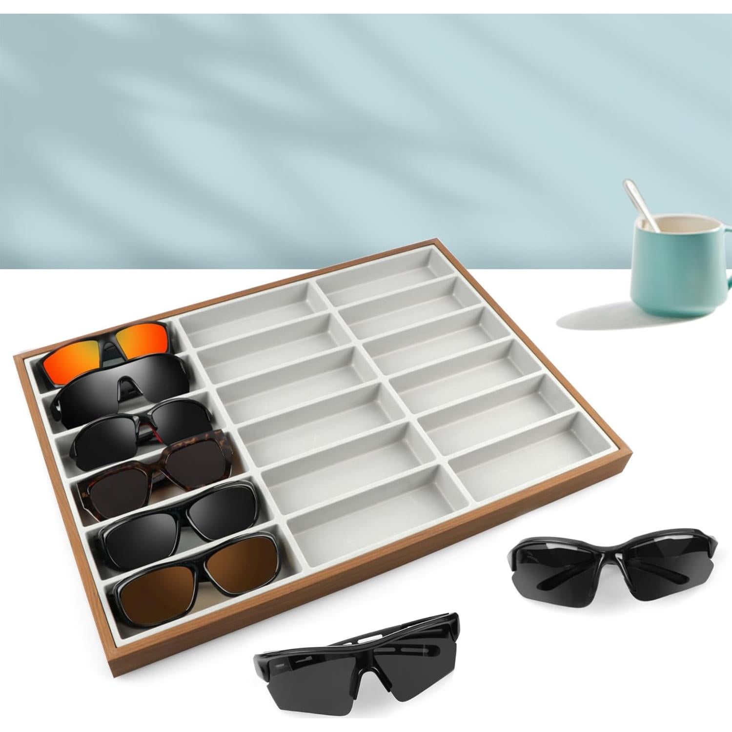 Organizador de Gafas de Sol Homeanda, Madera 18 Rejillas