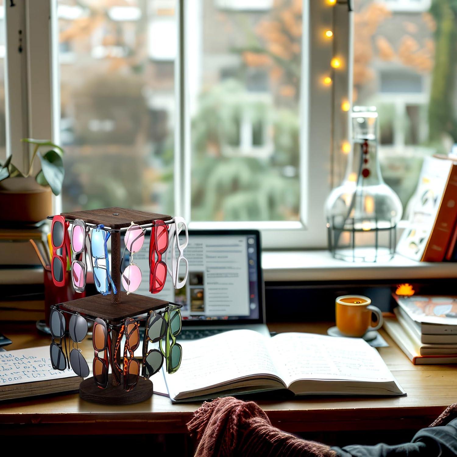 Organizador de Gafas Chunful 2 Niveles Rotatorio 360° Madera