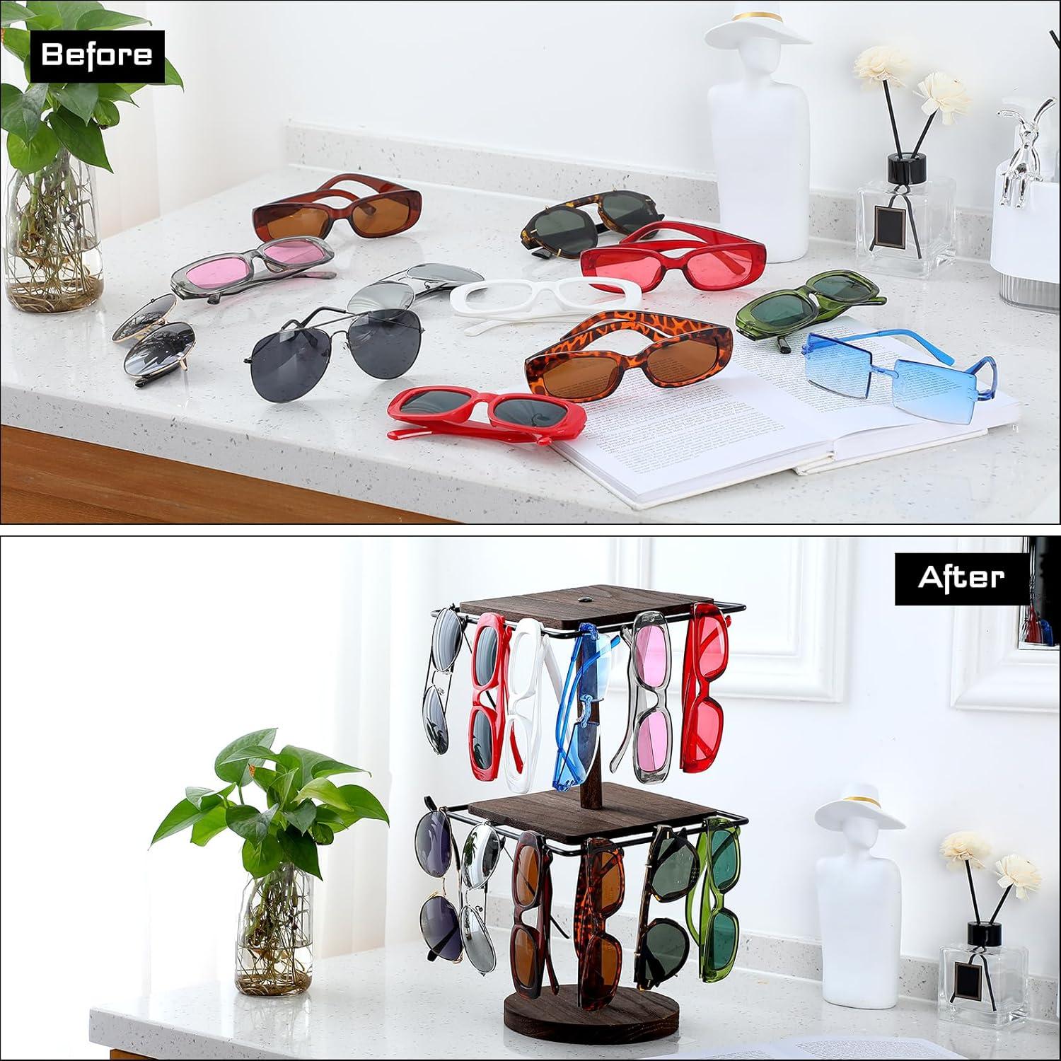 Organizador de Gafas Chunful 2 Niveles Rotatorio 360° Madera