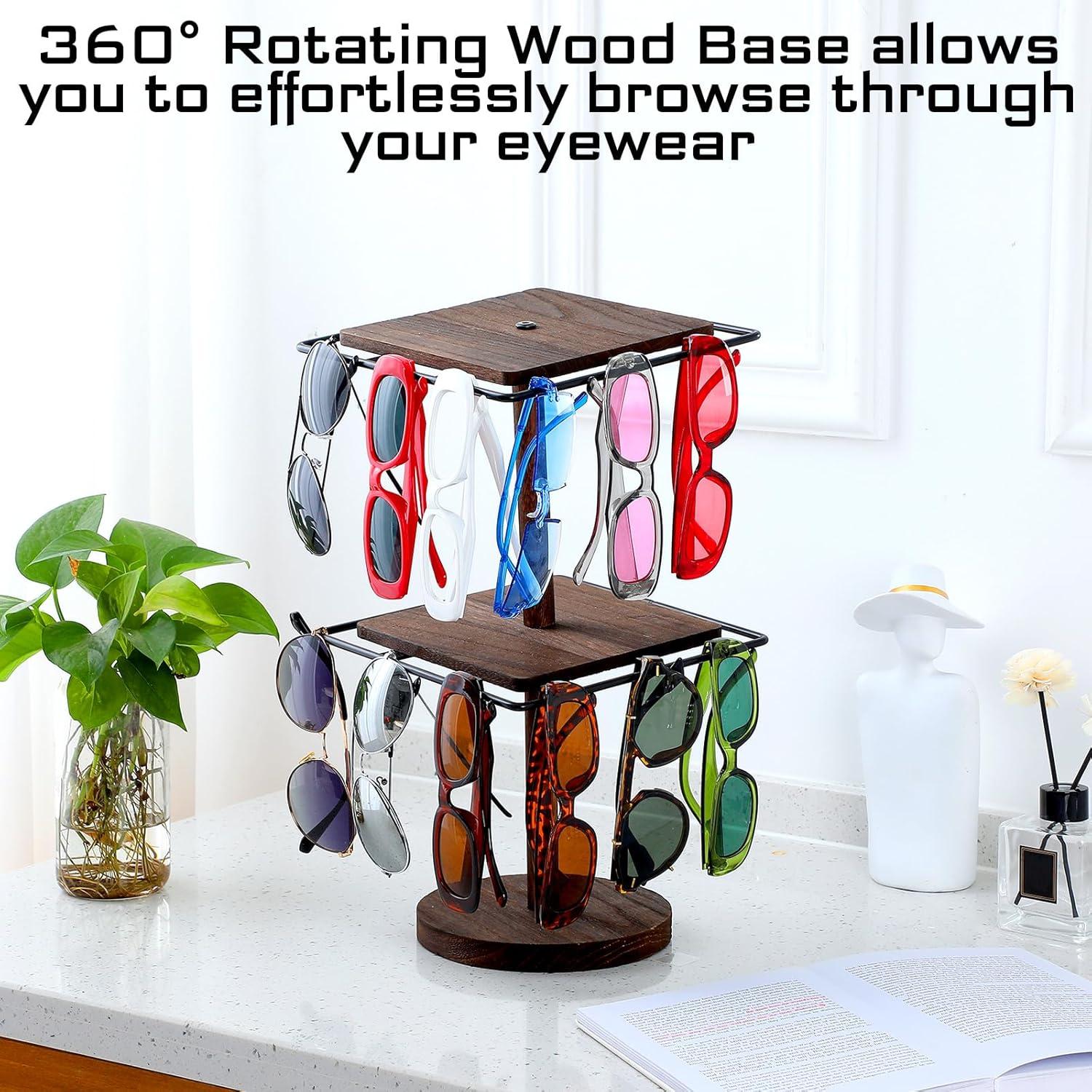 Organizador de Gafas Chunful 2 Niveles Rotatorio 360° Madera