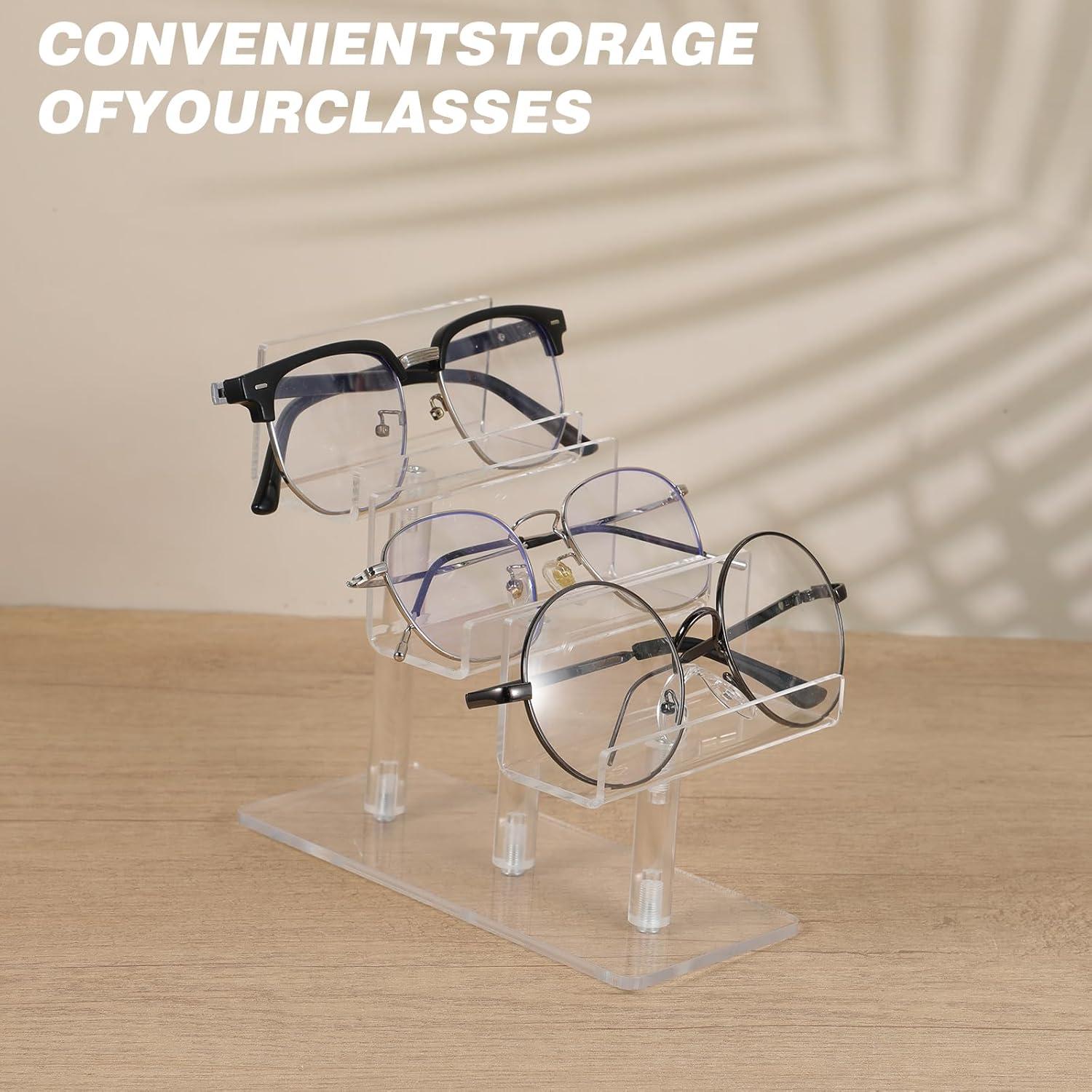 Soporte para Gafas de Acrílico 4 Piezas 3 Niveles Transparente
