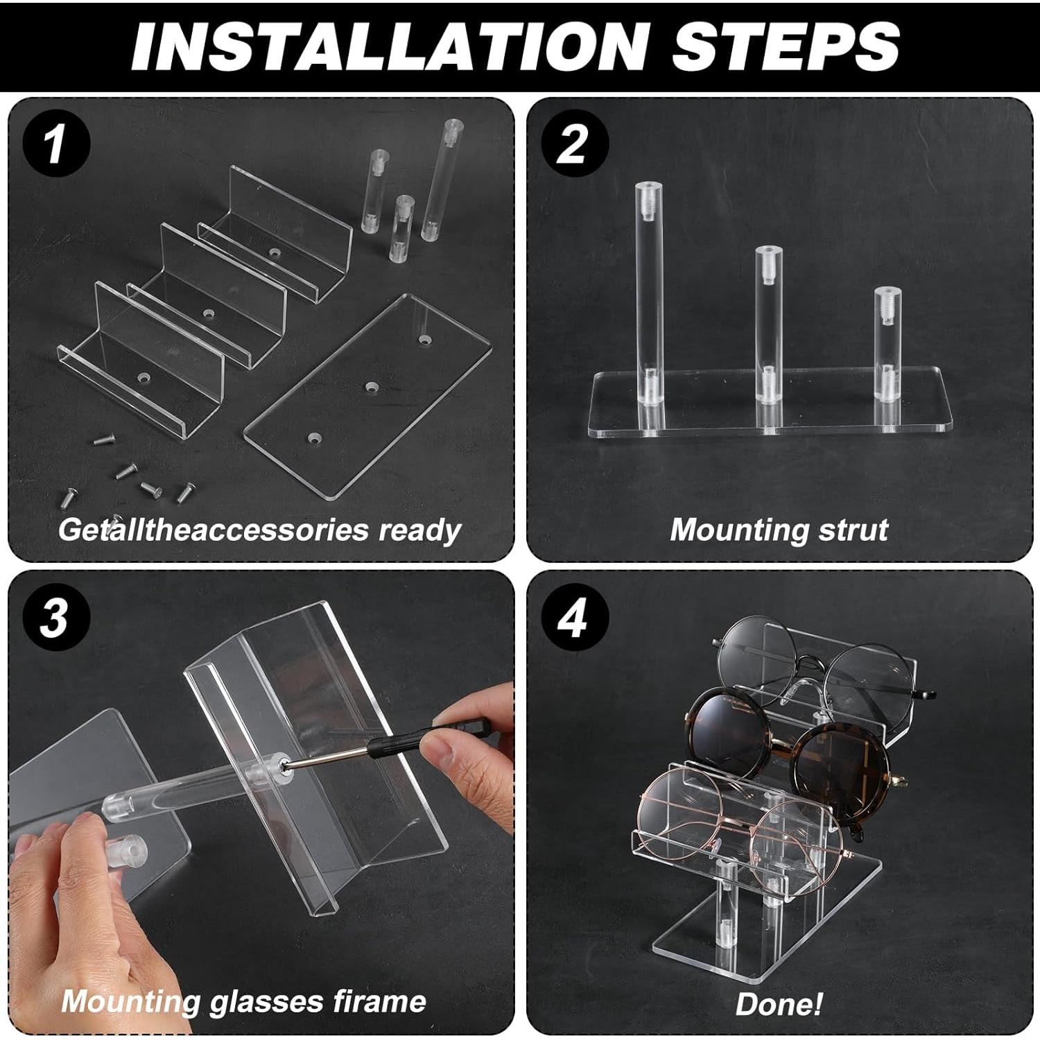 Soporte para Gafas de Acrílico 4 Piezas 3 Niveles Transparente