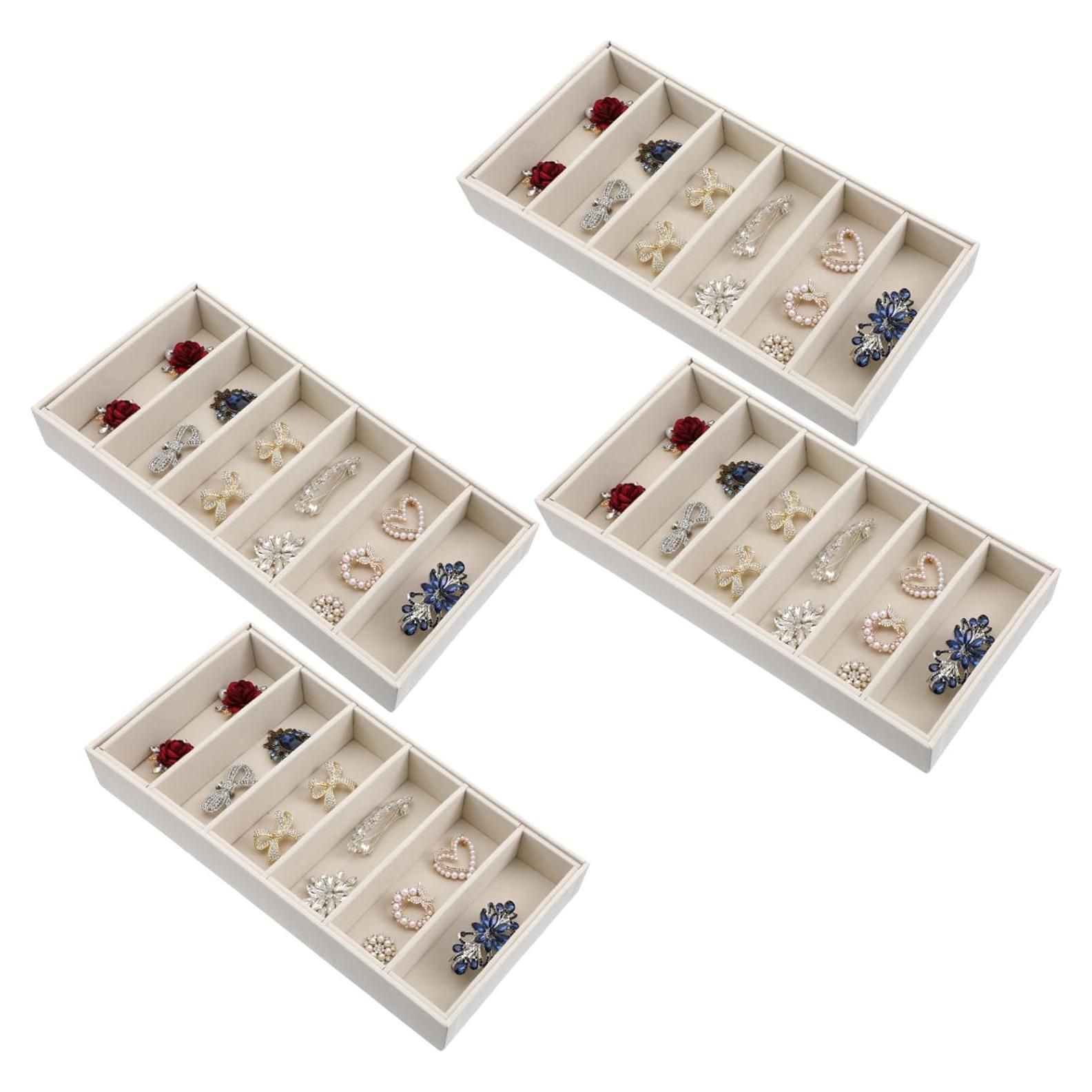 4 Bandejas Organizadoras de Gafas de Sol Terciopelo Beige