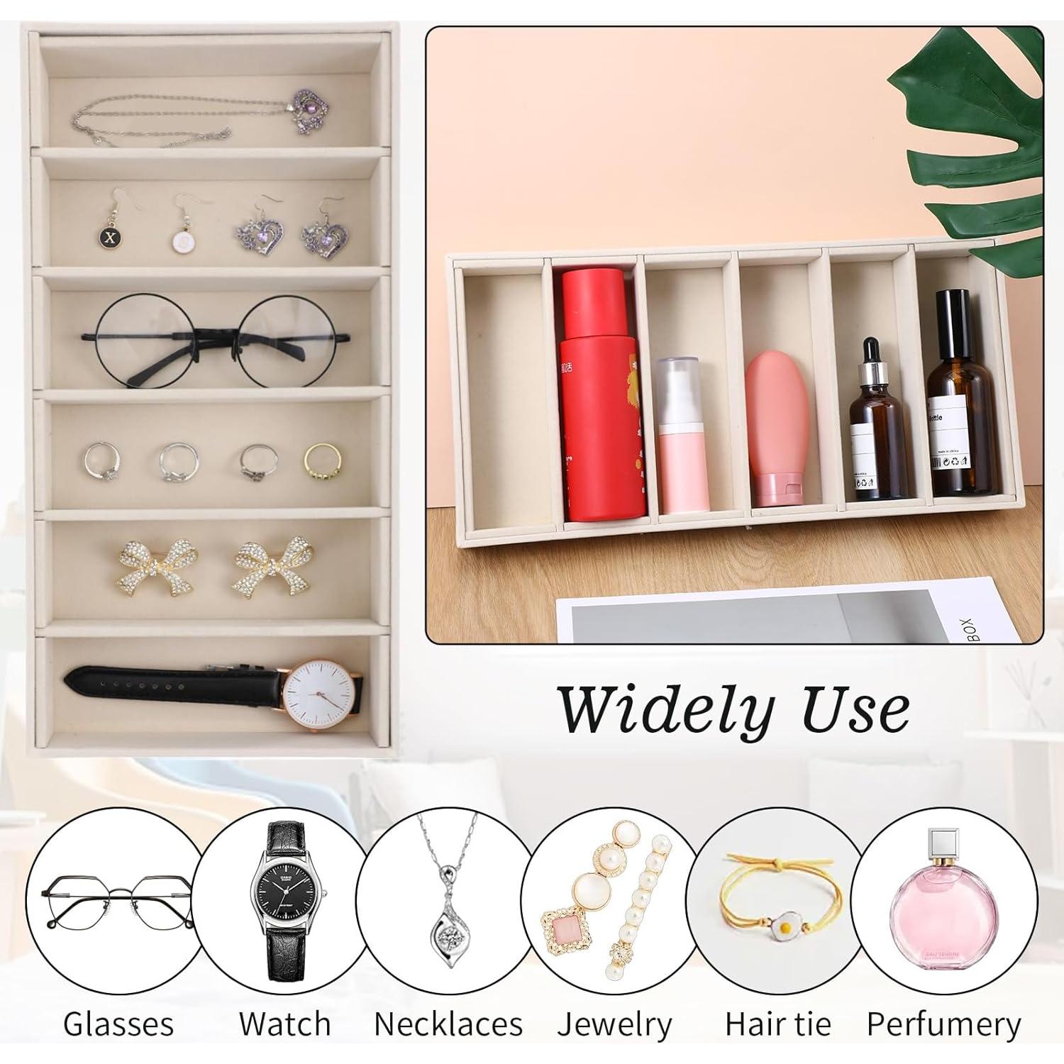 4 Bandejas Organizadoras de Gafas de Sol Terciopelo Beige