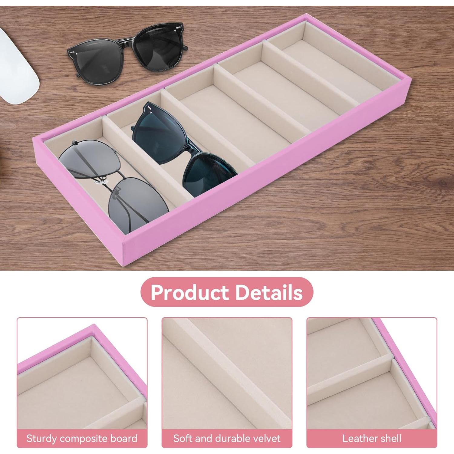 Bandeja Organizador de Gafas HERCHR 5 Compartimentos Terciopelo