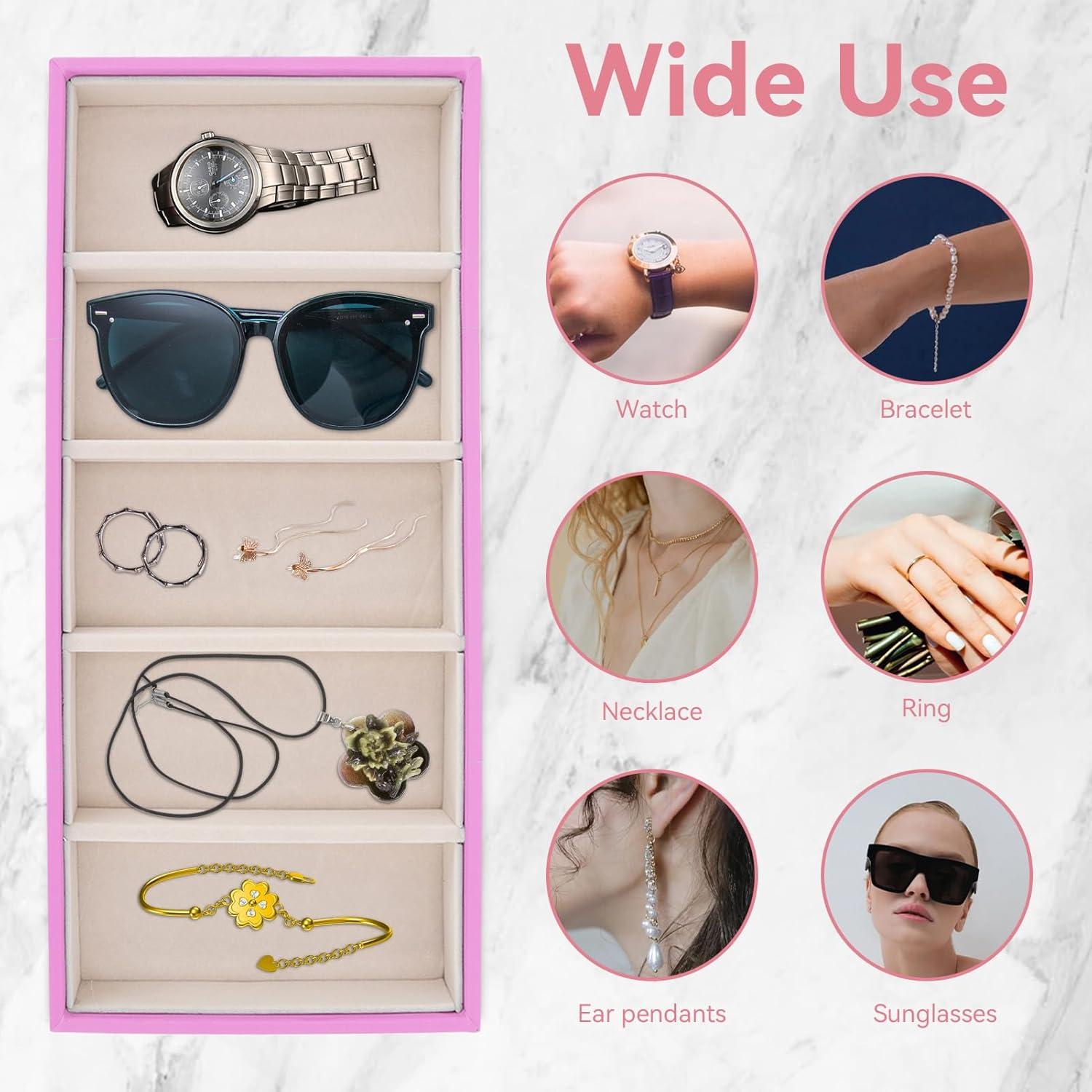 Bandeja Organizador de Gafas HERCHR 5 Compartimentos Terciopelo