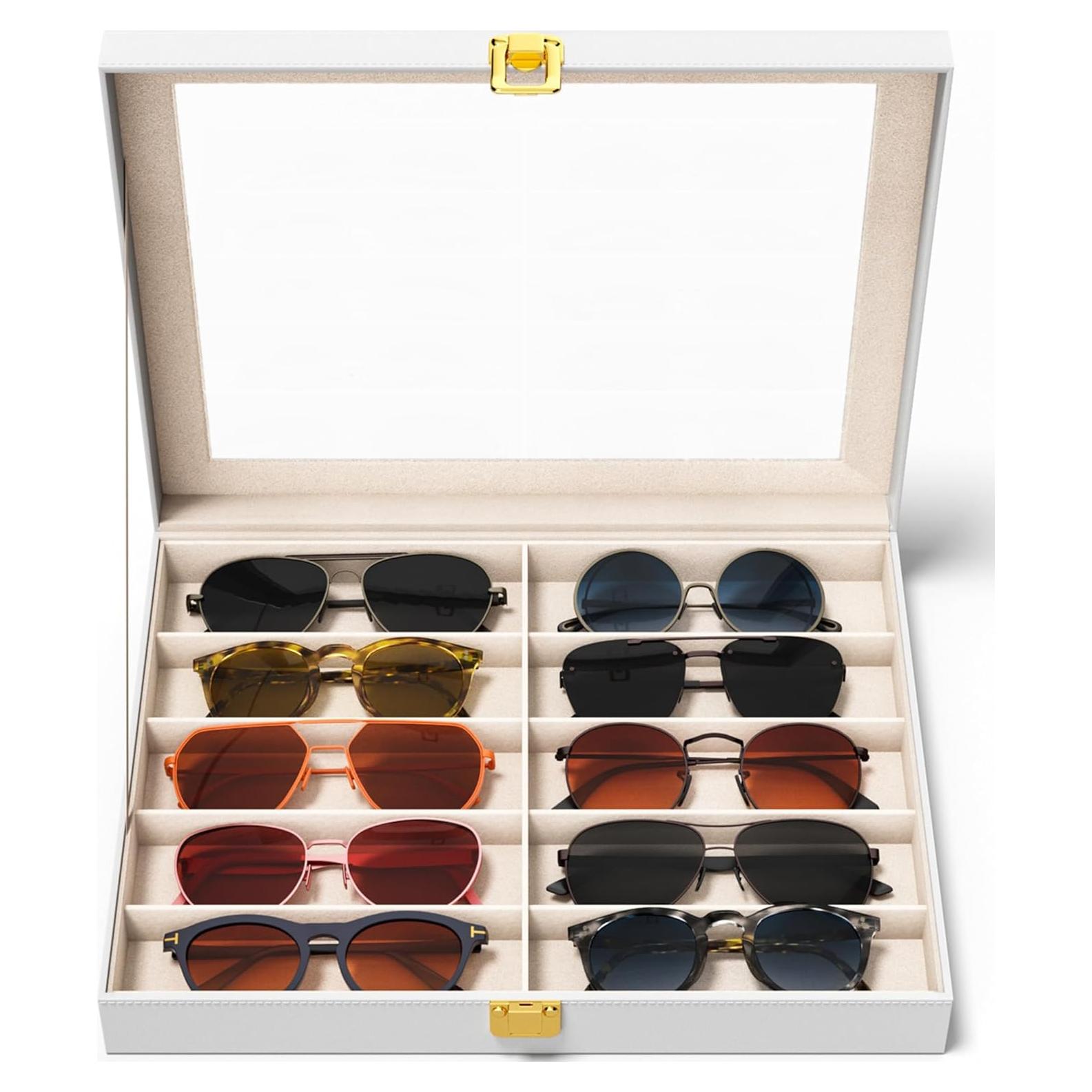 Caja de Almacenamiento para Gafas Sensok - 10 Compartimentos Blanca