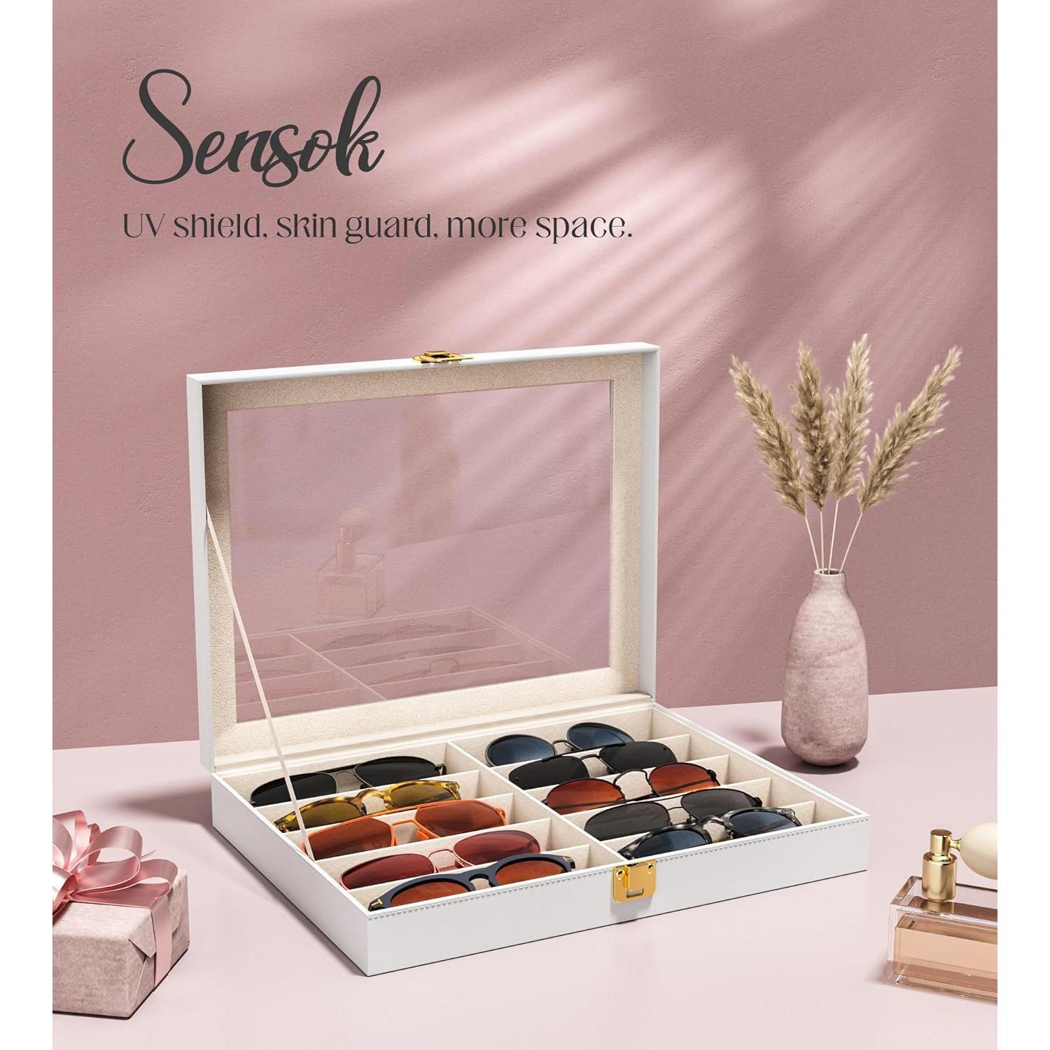Caja de Almacenamiento para Gafas Sensok - 10 Compartimentos Blanca