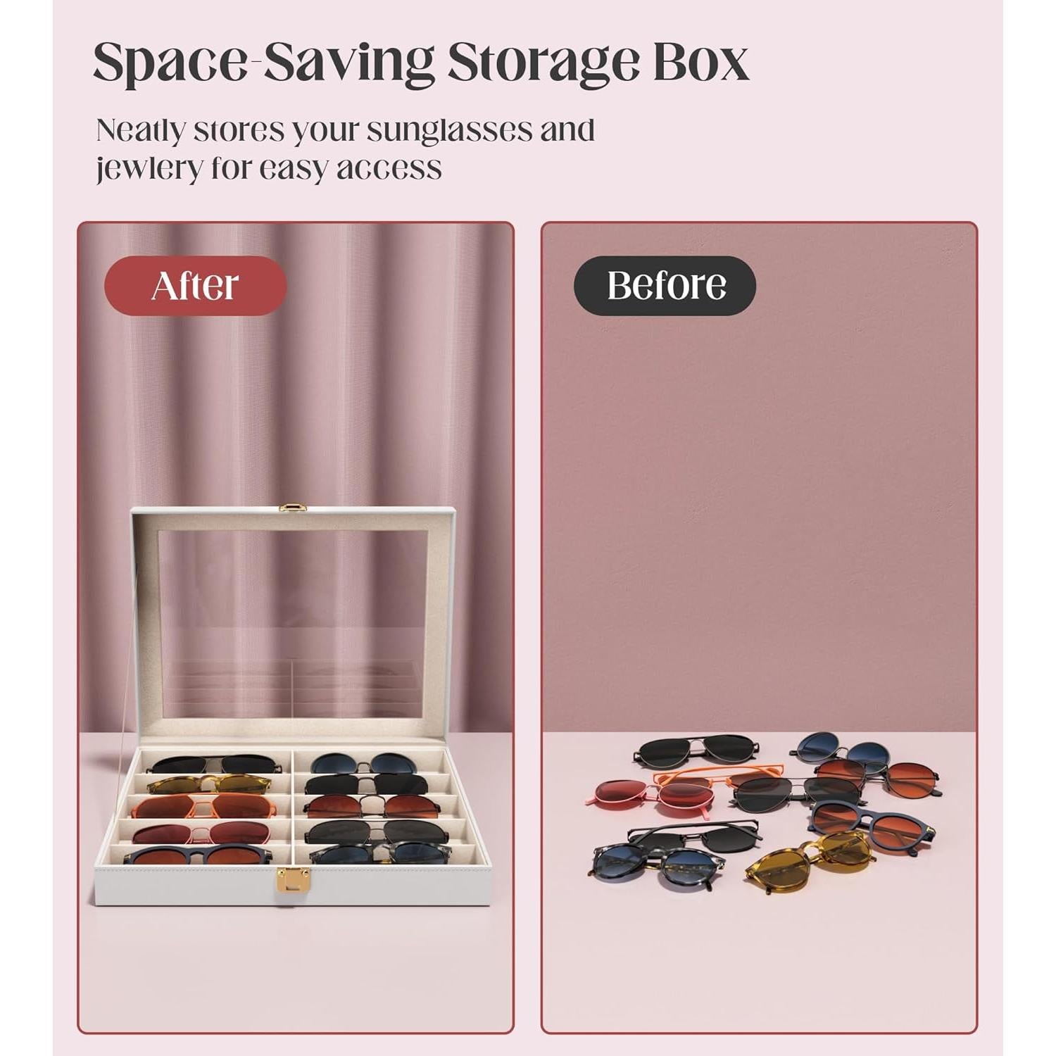 Caja de Almacenamiento para Gafas Sensok - 10 Compartimentos Blanca