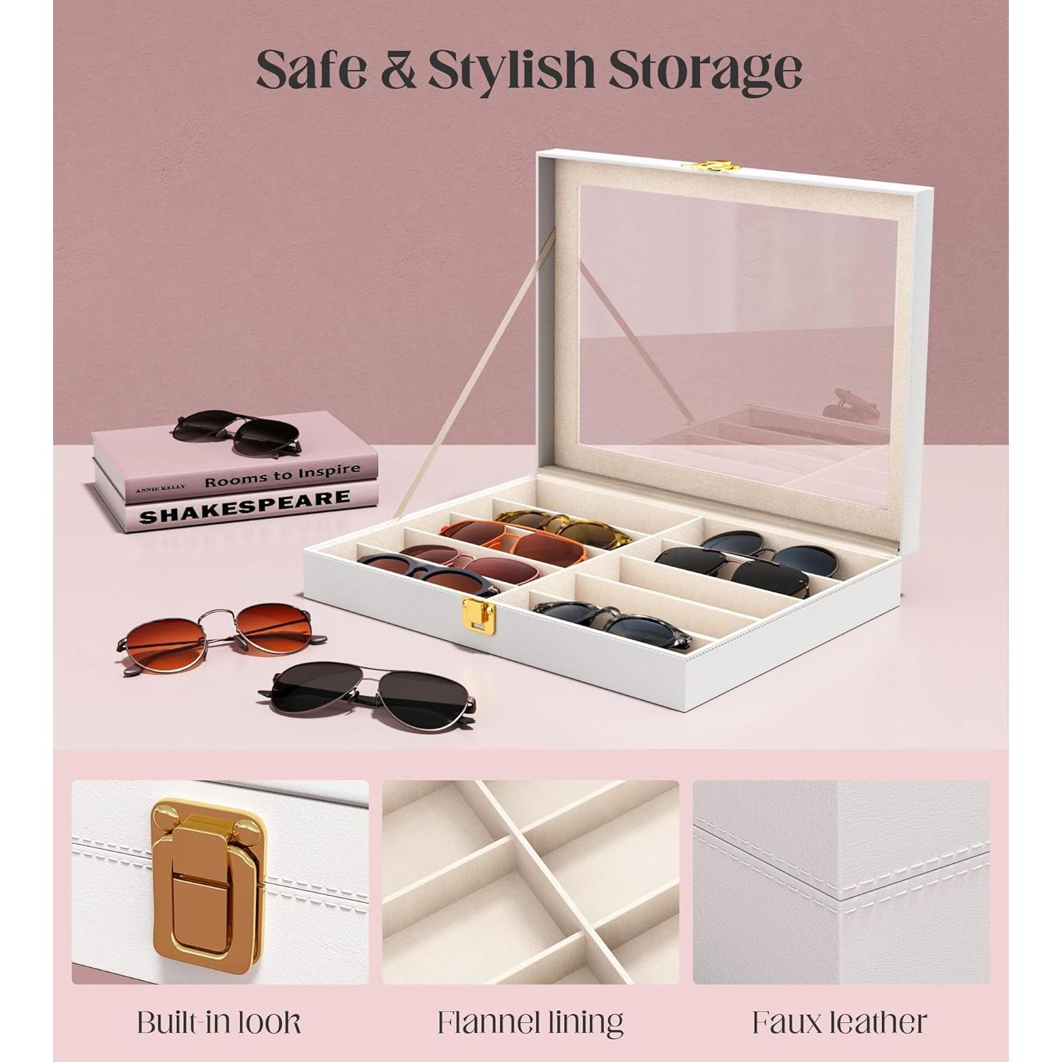 Caja de Almacenamiento para Gafas Sensok - 10 Compartimentos Blanca