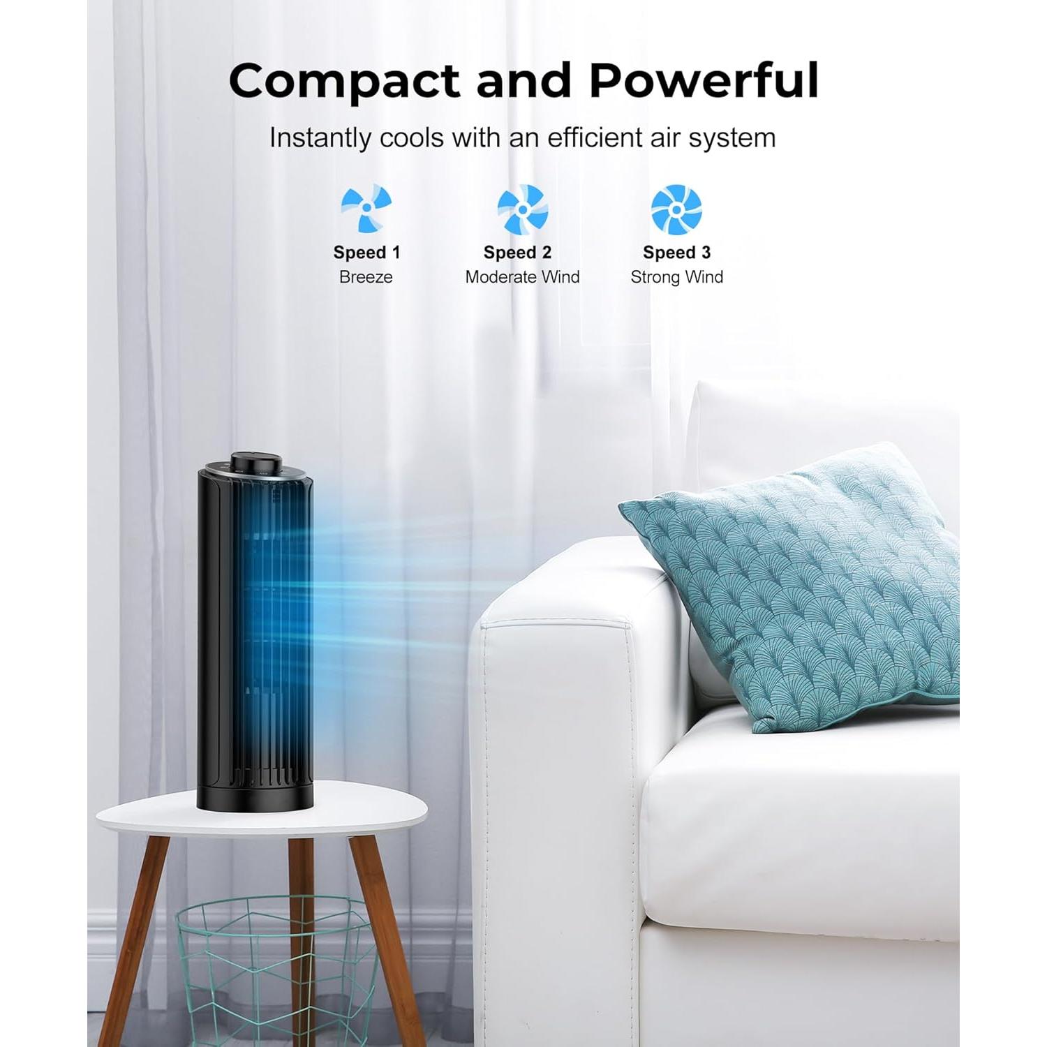 Ventilador de Torre PNTCK FTS006 33 cm Oscilante 70° 1.2 kg