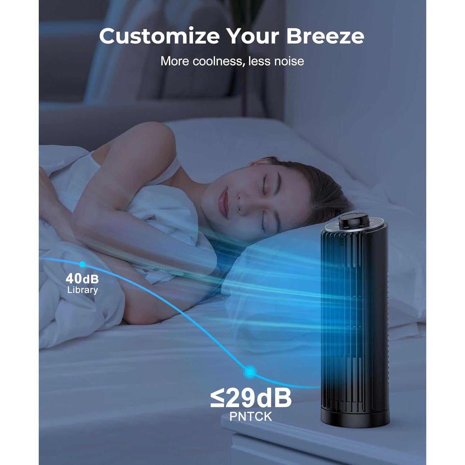 Ventilador de Torre PNTCK FTS006 33 cm Oscilante 70° 1.2 kg