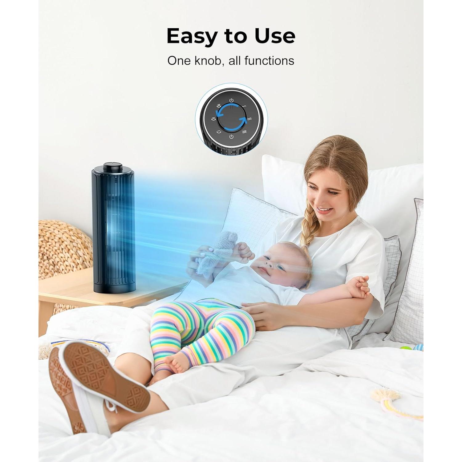 Ventilador de Torre PNTCK FTS006 33 cm Oscilante 70° 1.2 kg