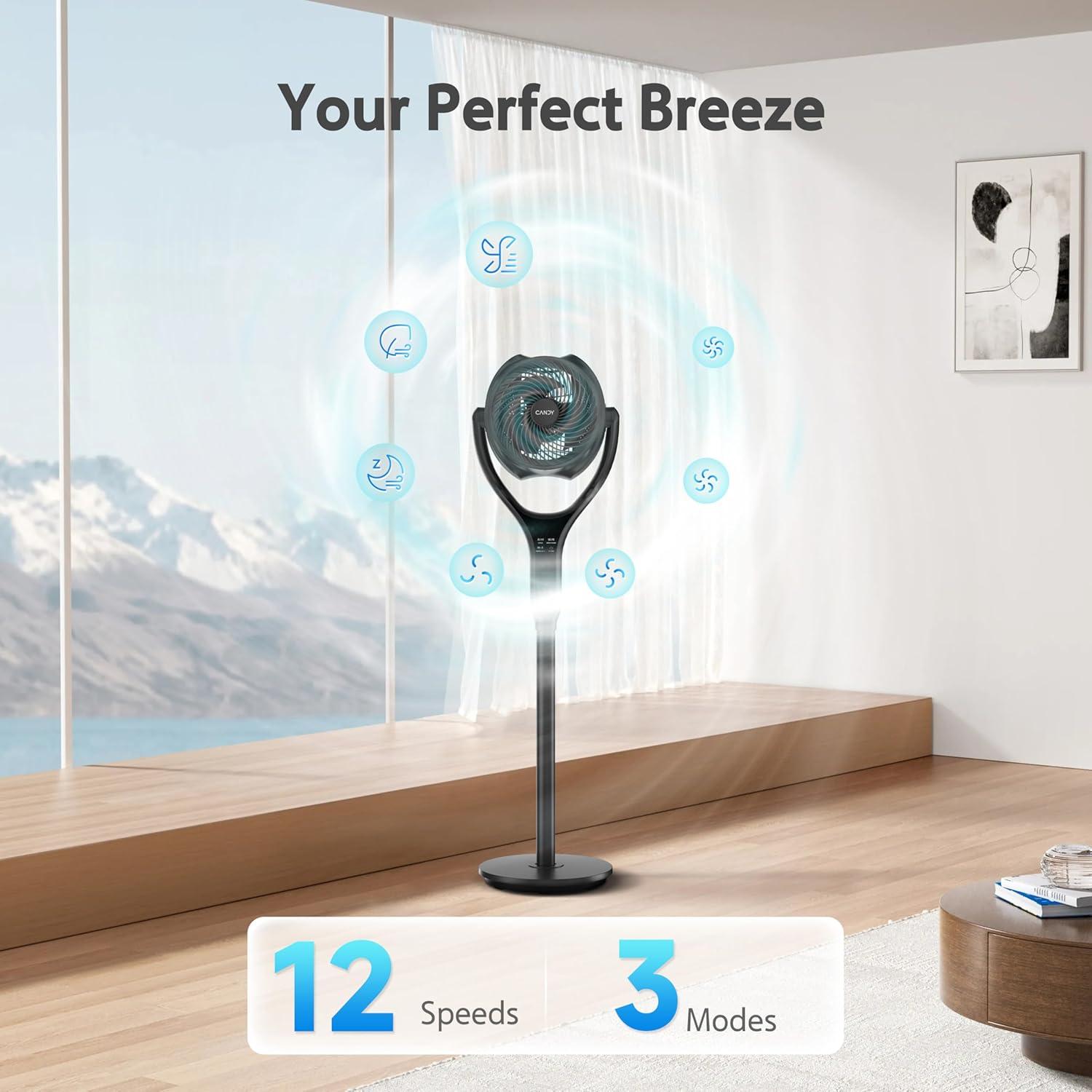 Ventilador de Pedestal Candy con Motor DC 12 Velocidades