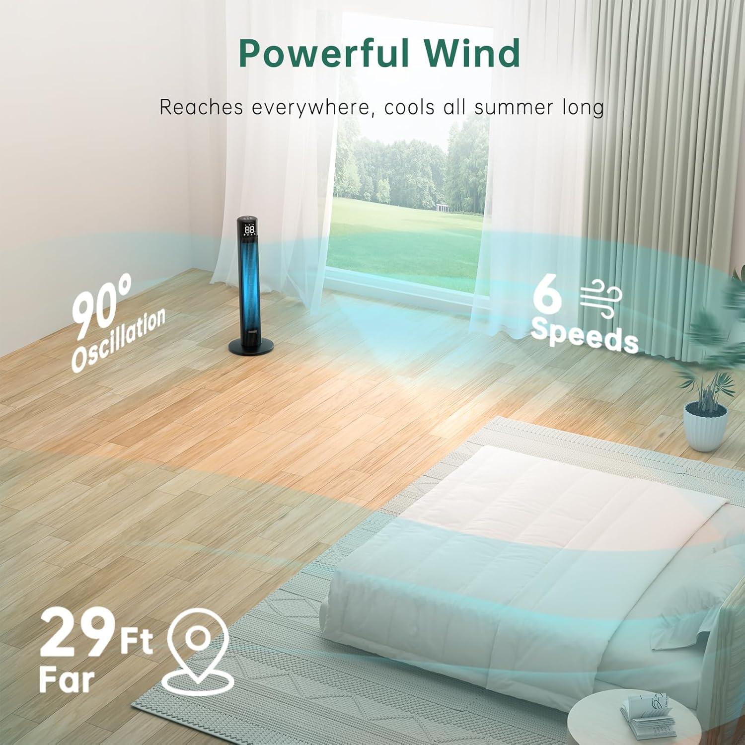 Ventilador Torre Inteligente Provirtec WindMaster 91.44 cm 6 Velocidades