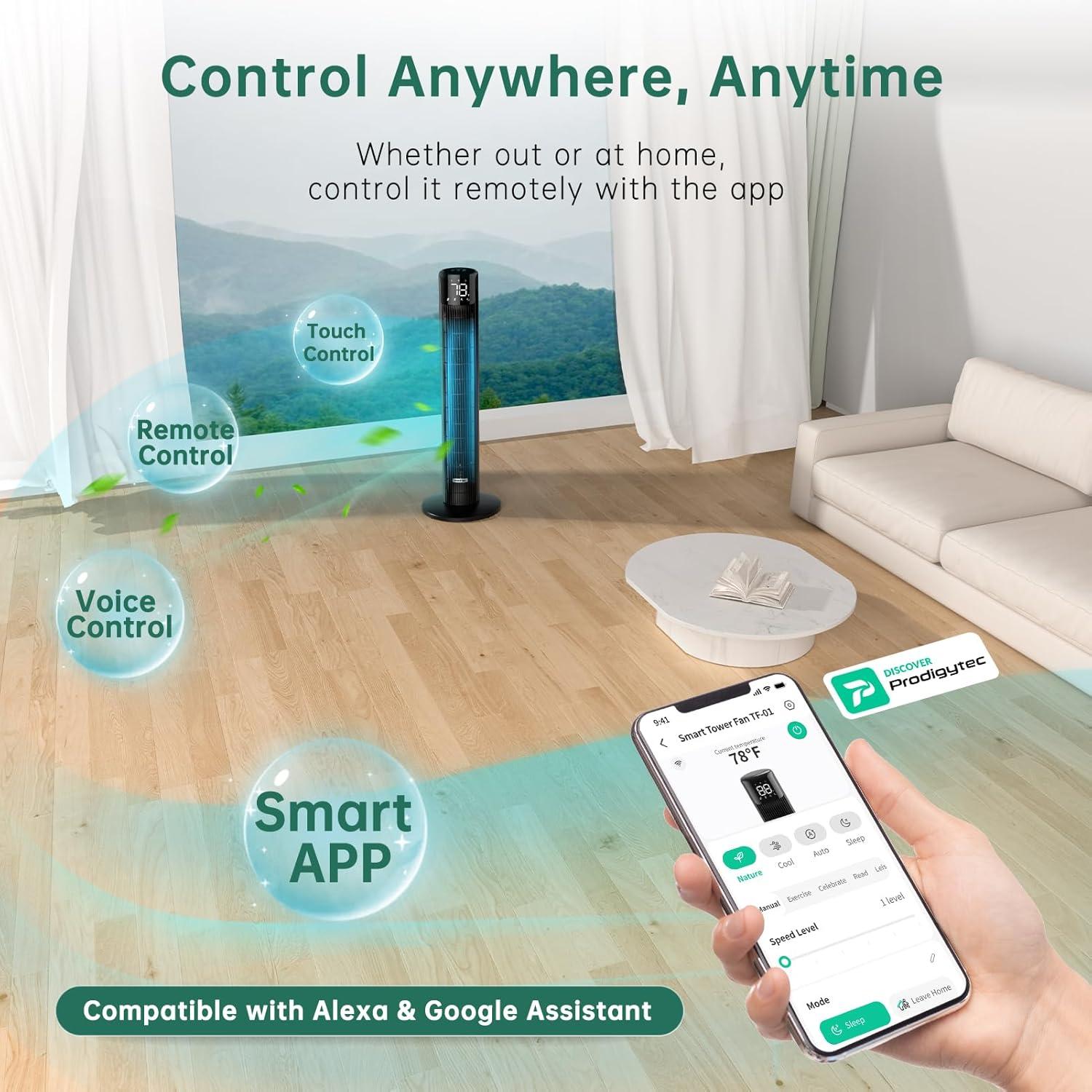 Ventilador Torre Inteligente Provirtec WindMaster 91.44 cm 6 Velocidades