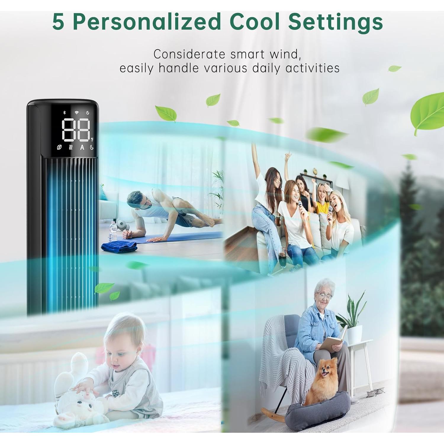 Ventilador Torre Inteligente Provirtec WindMaster 91.44 cm 6 Velocidades