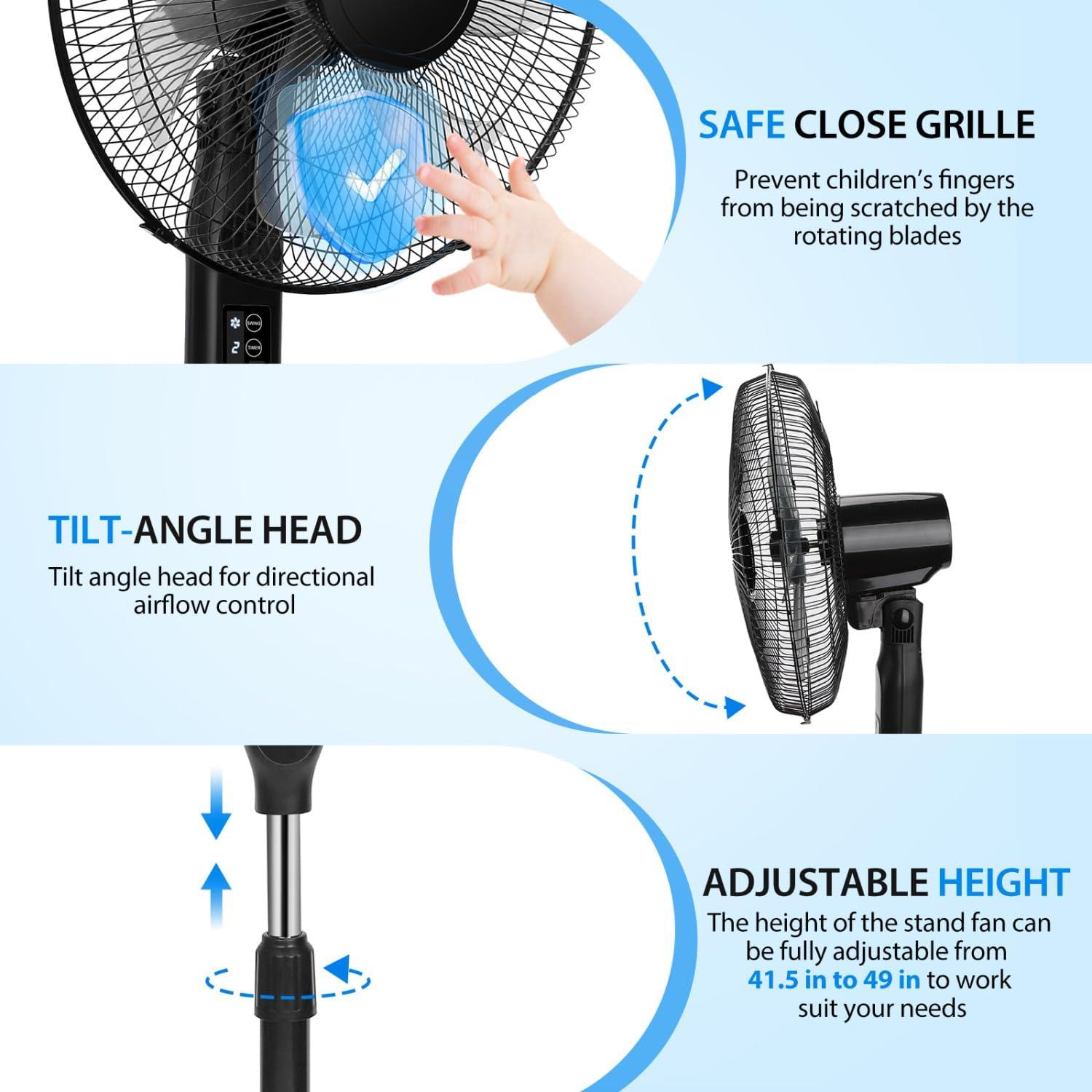 Ventilador de Pedestal Aigostar 40.64 cm Oscilante con Control Remoto