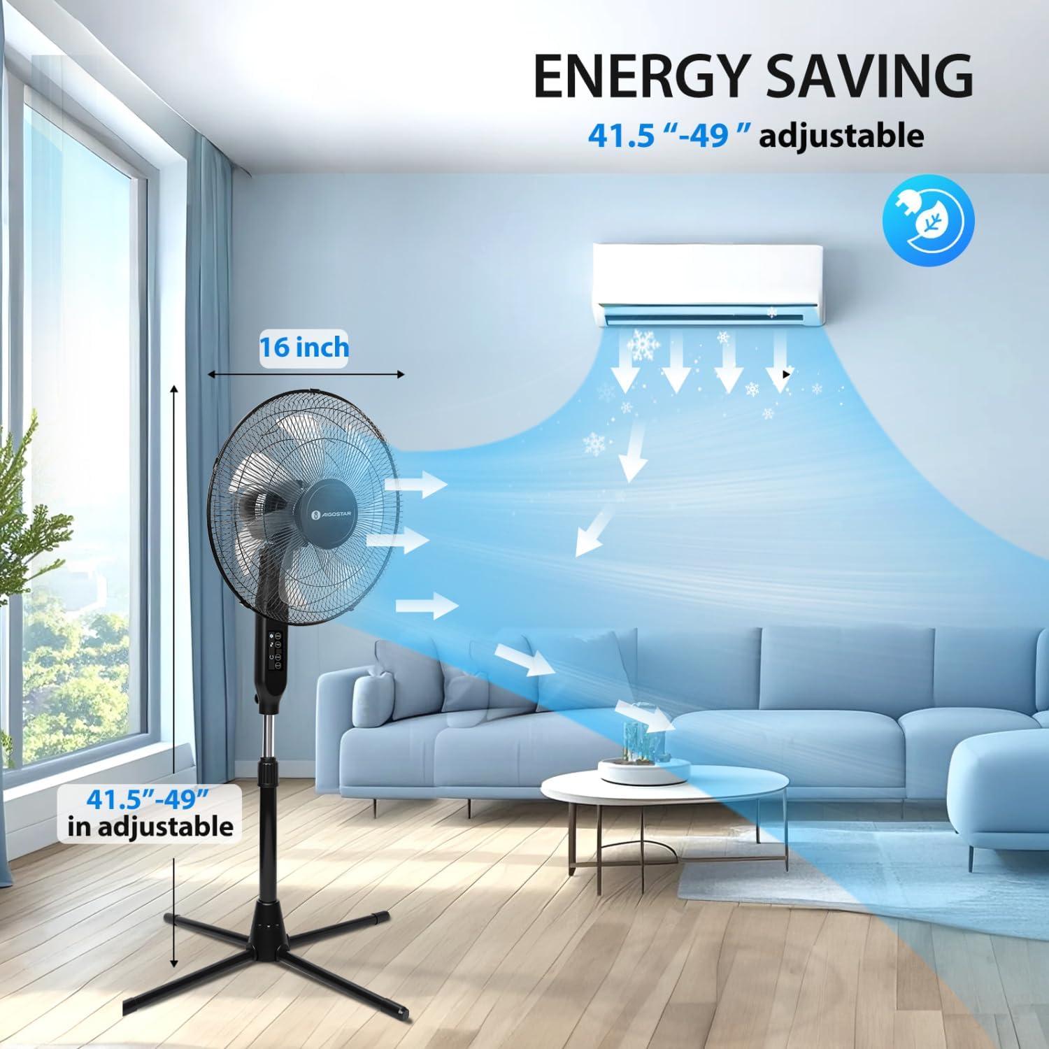 Ventilador de Pedestal Aigostar 40.64 cm Oscilante con Control Remoto