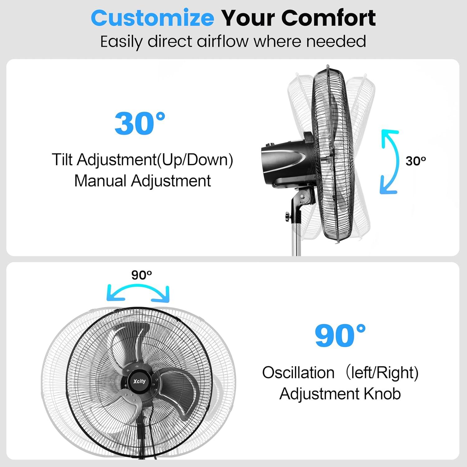 Ventilador de pedestal oscilante Xcity 18" 3 velocidades 3100 CFM