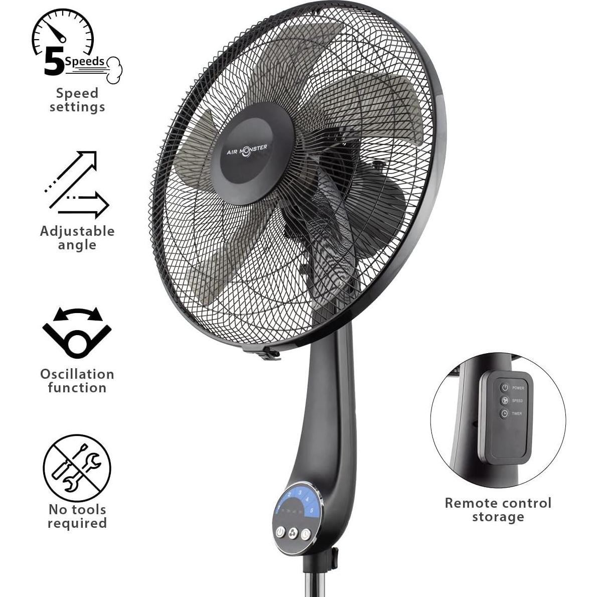 Ventilador de Pedestal Oscilante Air Monster 40.64 cm 5 Velocidades