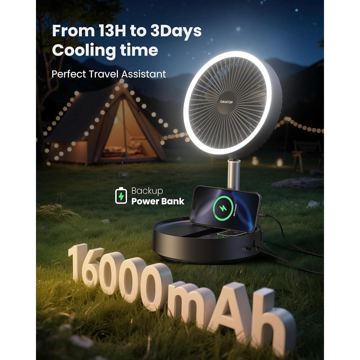 Ventilador de pedestal Gaiatop FF-02 4 en 1 recargable 16000mAh