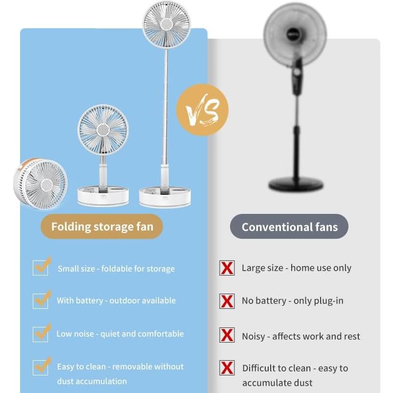 Ventilador Plegable Portátil UN UNITEDTIME UT1000 con Control Remoto