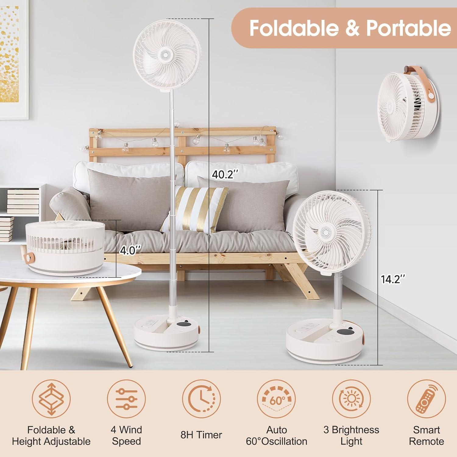 Ventilador de Pie Portátil Nloyxio 10800mAh con Control Remoto