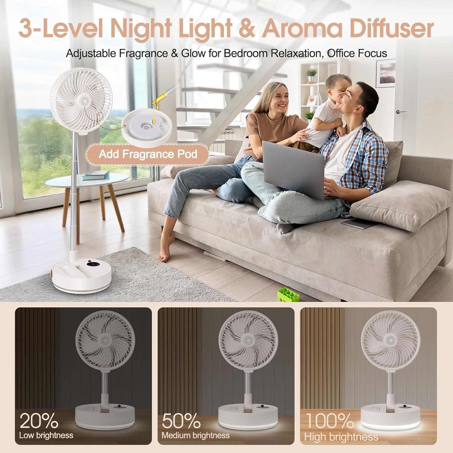 Ventilador de Pie Portátil Nloyxio 10800mAh con Control Remoto